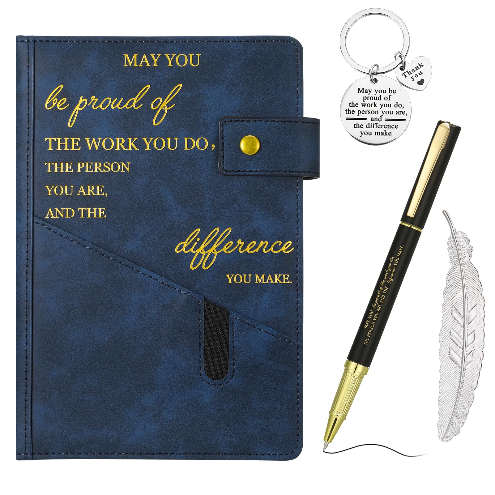 Candcamp Thank You Gifts for Women Inspirational Notebook and Pen Set, Leaving Gifts for Colleagues Women New Job Gifts for Women Employee Volunteer Teacher(Navy Blue)