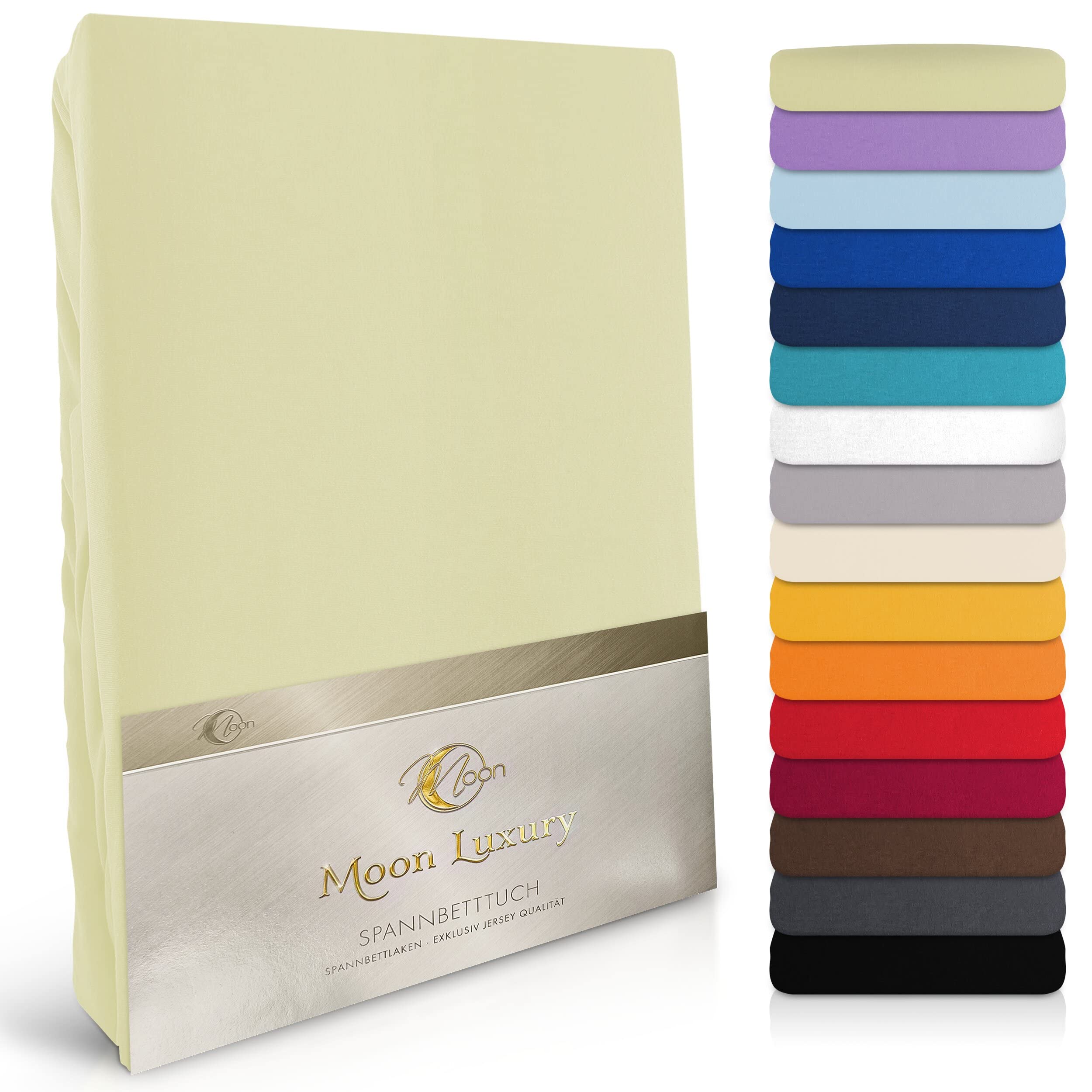 MOON - Luksusowe prześcieradło z gumką Jersey Stretch 230 g/m² do łóżek wodnych, łóżek kontynentalnych i tradycyjnych materacy (Pistazie, 200 x 220 – 220 x 240)