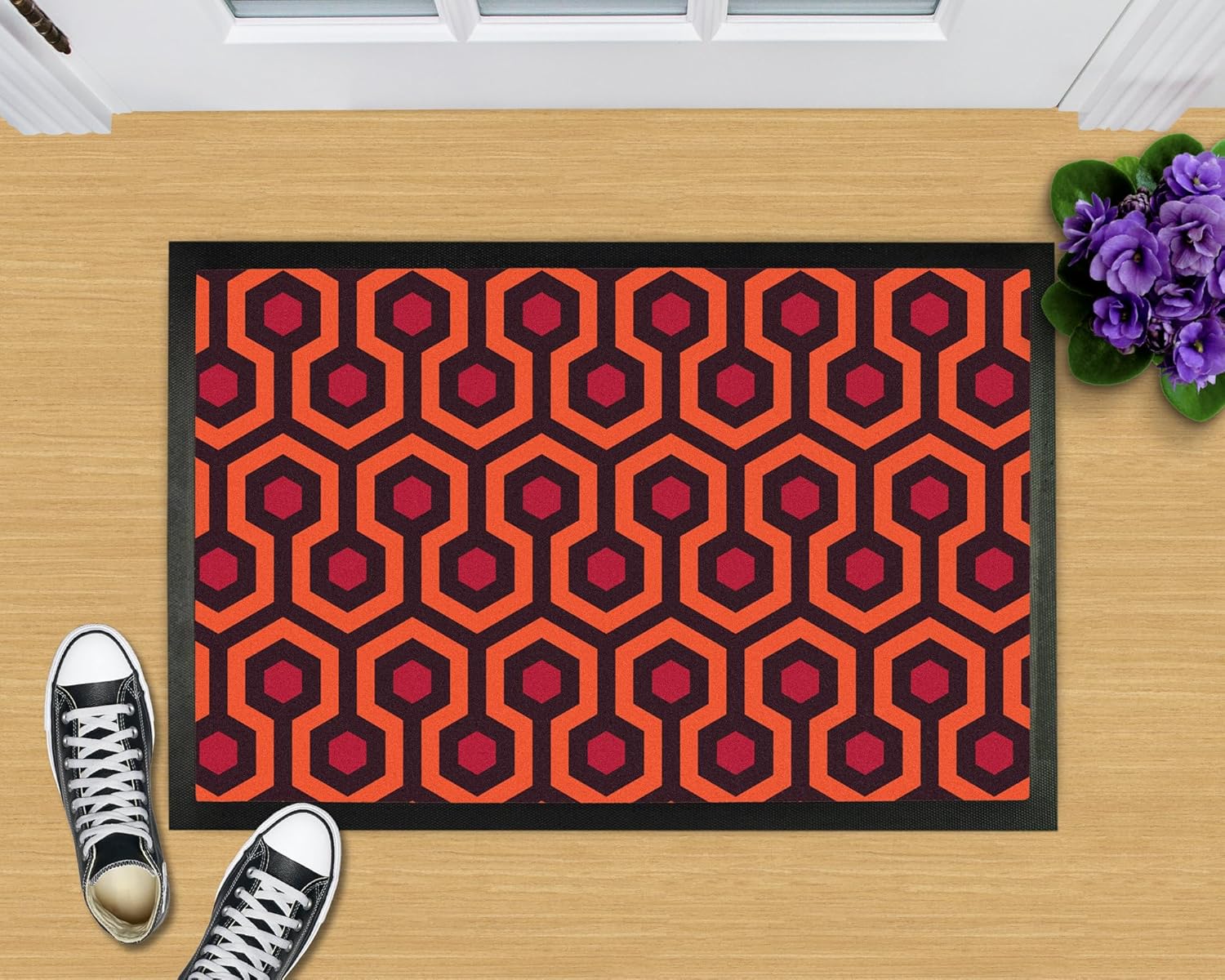 sxu retro funny doormat overlook hotel carpet pattern 18x30 inches brown machine washable