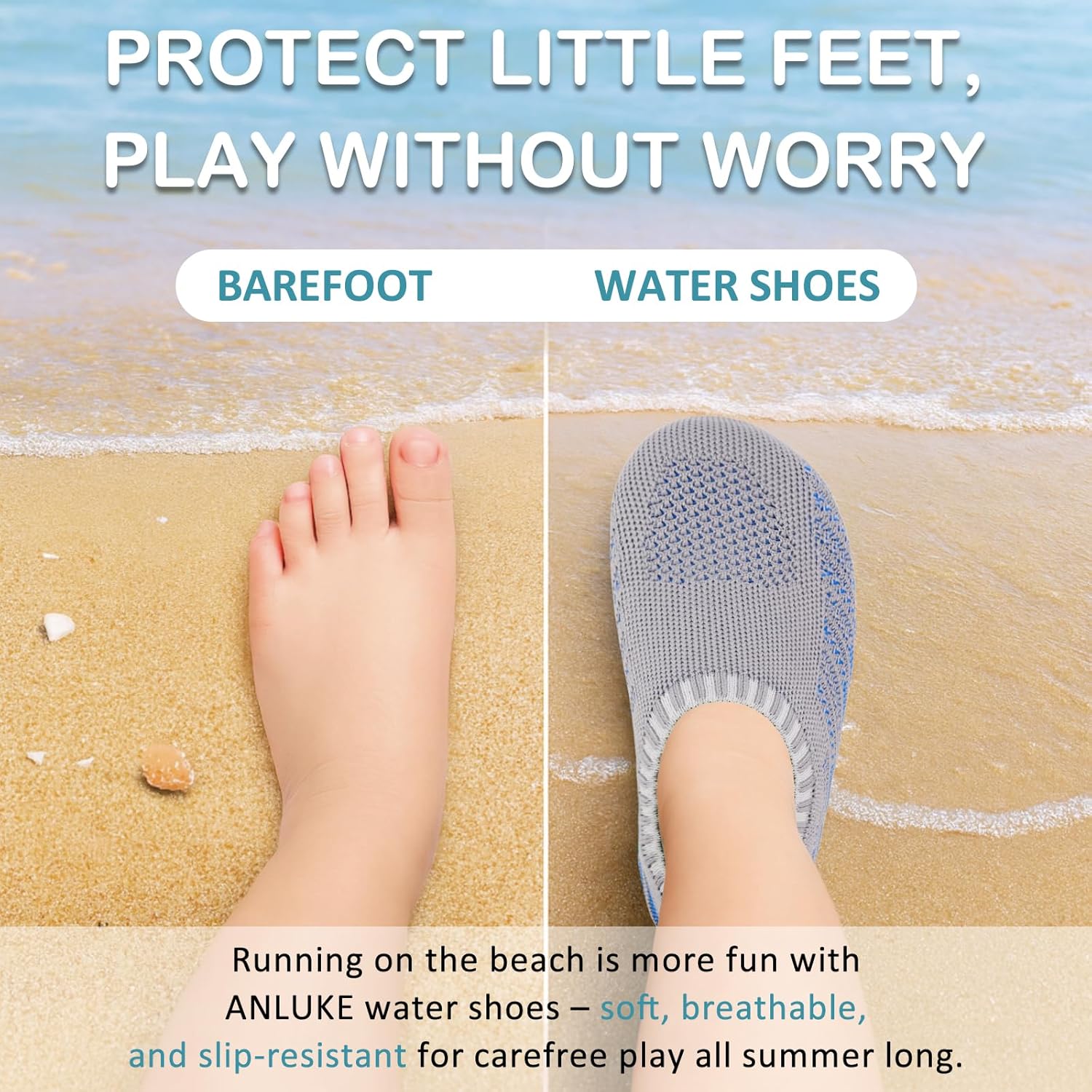 ANLUKE Kids Water Shoes Girls Boys Slippers Swimming Shoes Barefoot Quick Dry Aqua Socks - Image 6