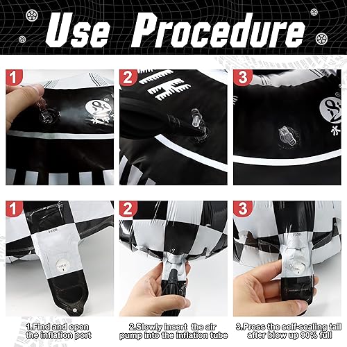 Miniatura 5 de 20 globos de carreras de autos de carreras, suministros de fiesta de cumpleaños, neumáticos de rueda, guirnalda de globos a cuadros, arco de