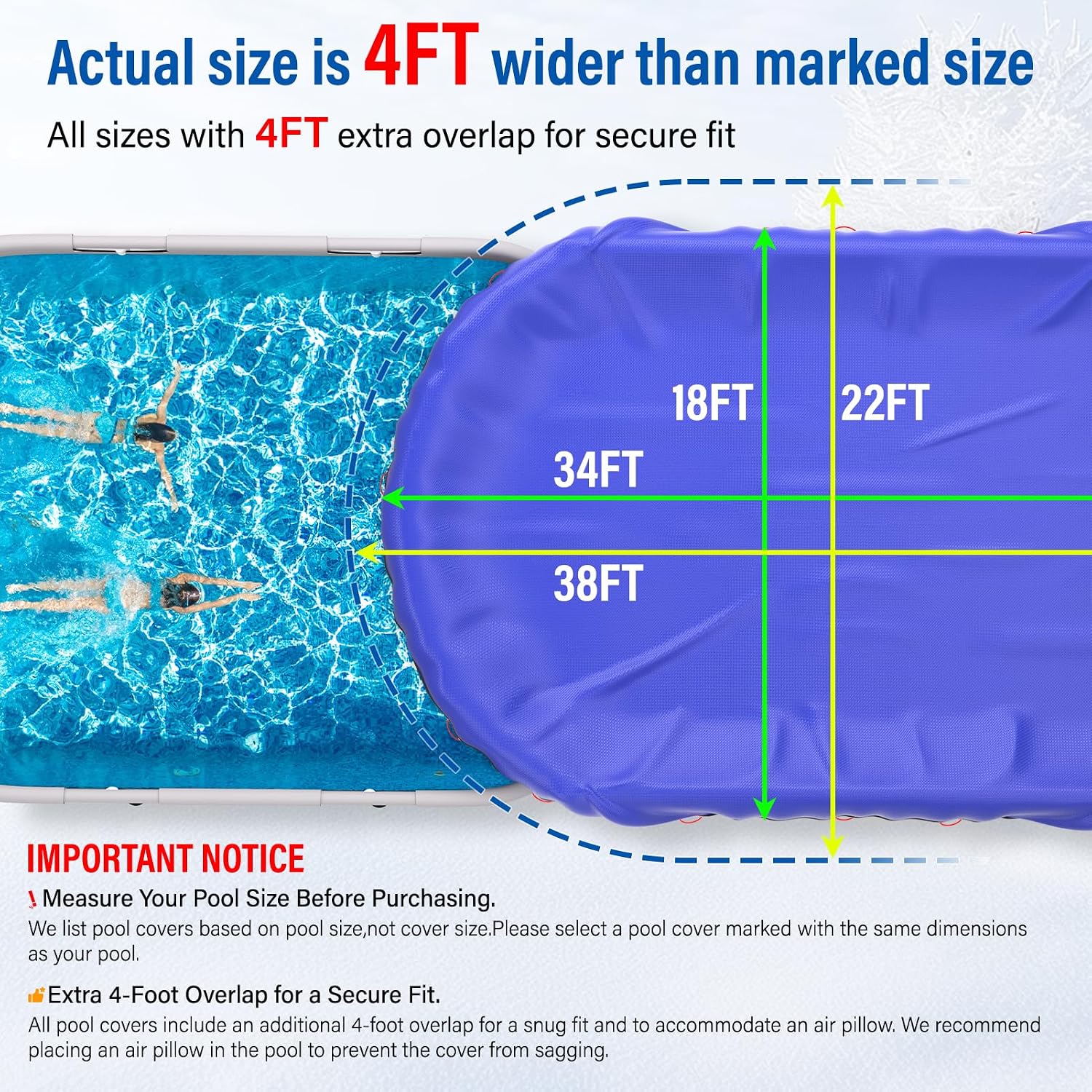 18' x 34' Oval Winter Pool Cover for Above Ground Pools, with Winch & Steel-Core Cable | Heavy-Duty | UV-Resistant | Easy Installation & Storage