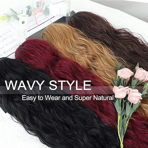 Miniatura 2 de Extensión de cola de caballo de 30 pulgadas de largo, color negro, para mujer, extensiones de cabello sintético largo rizado ondulado con clip, para