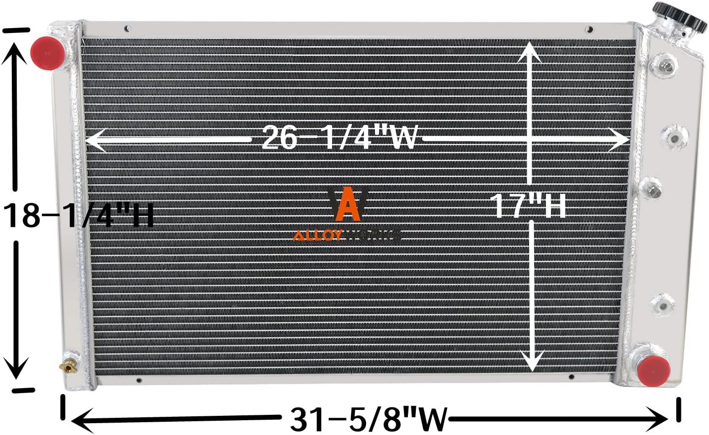 ALLOYWORKS CU162 Full Aluminum Radiator Fits For 1975-1979 Chevy Nova/ 1970-1981 Chevy Camaro/C/K/G SERIES 1975-1988 Oldsmobile Pontiac Radiators(3 Row, 52MM Core, Crossflow Radiator, AT/MT)