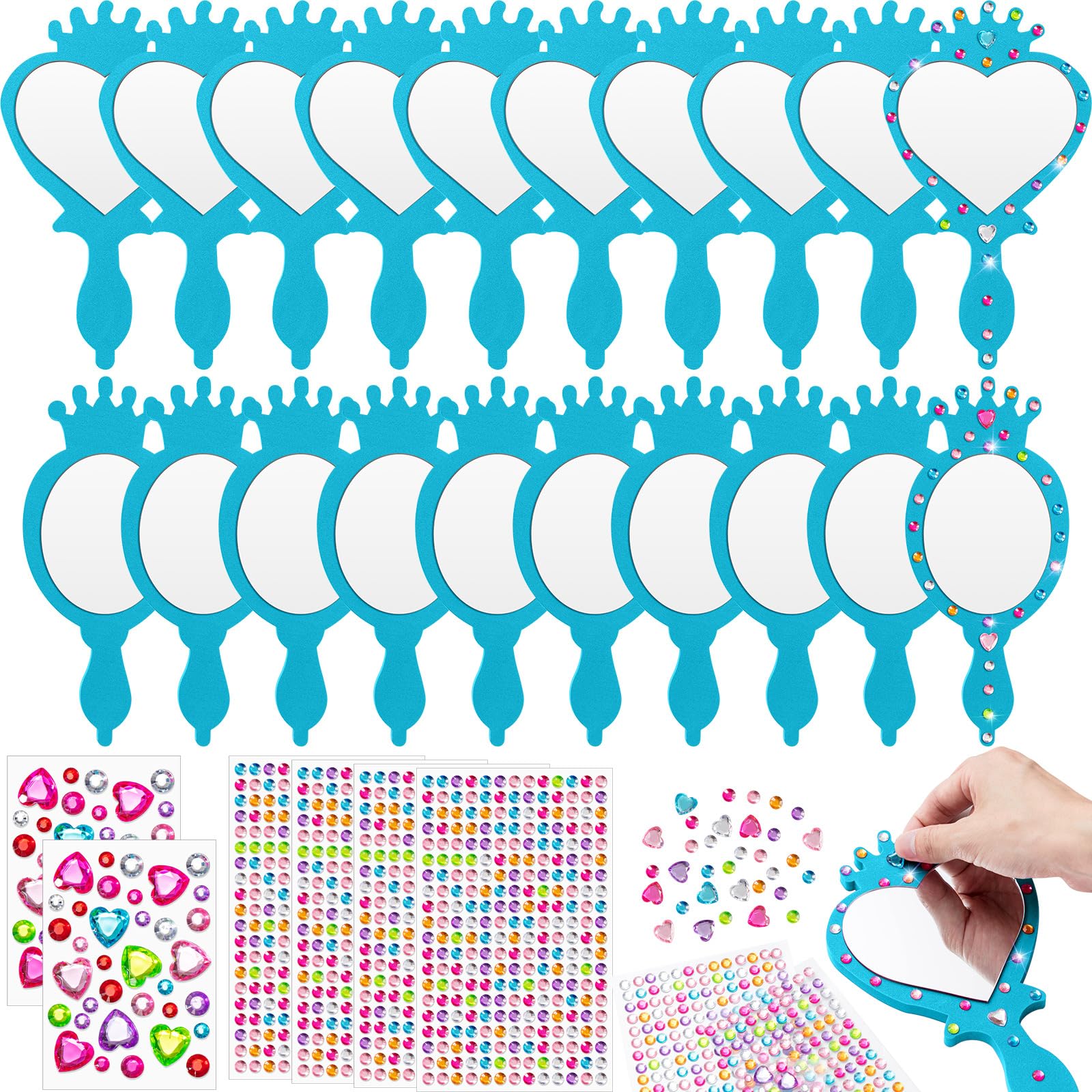 Geetery Lot de 20 miroirs incassables en mousse pour enfants - Décoration de fête - Bleu