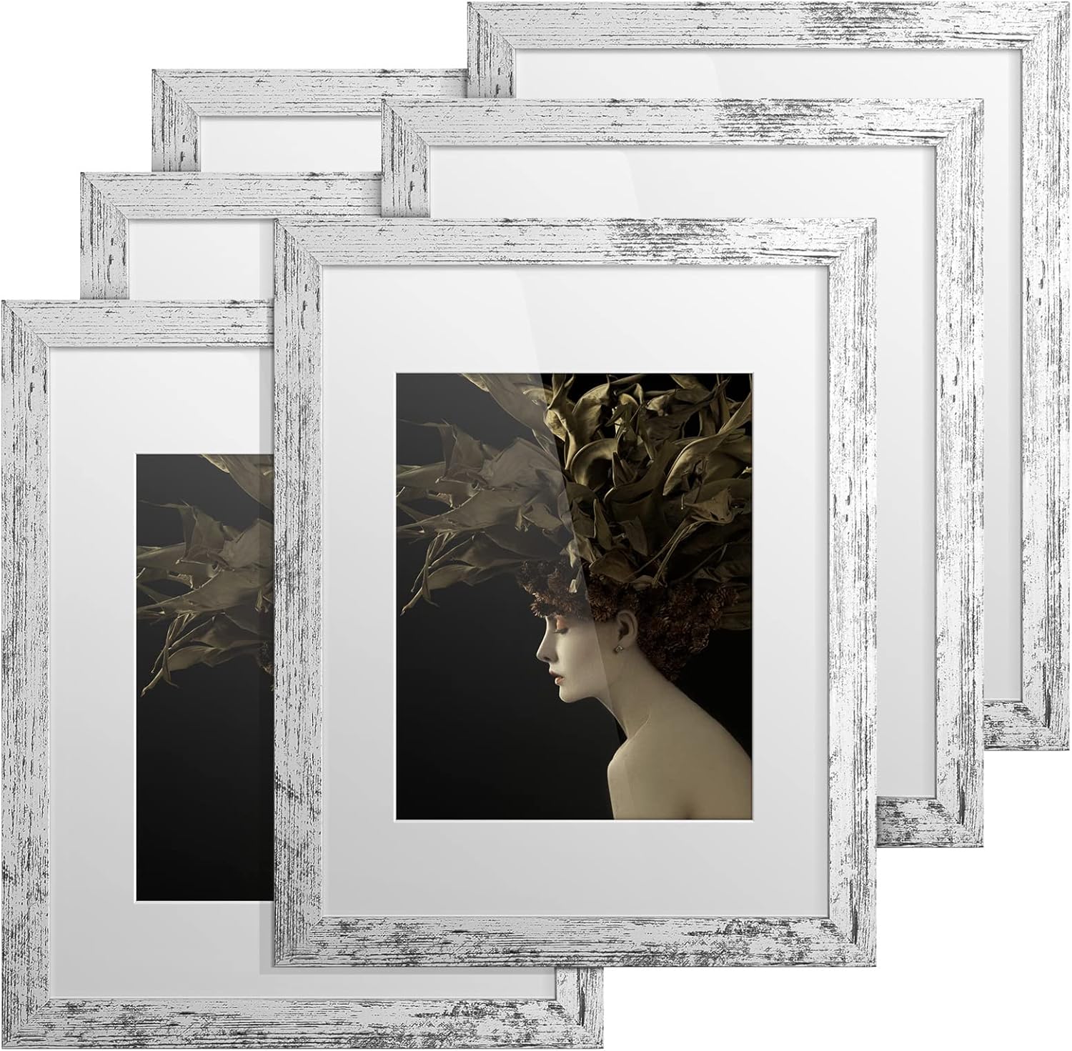 Amazon.co.jp TWING 素朴な写真フレーム 11x14 6個セット アンティーク調ホワイト複合材 大きなギャラリーウォール