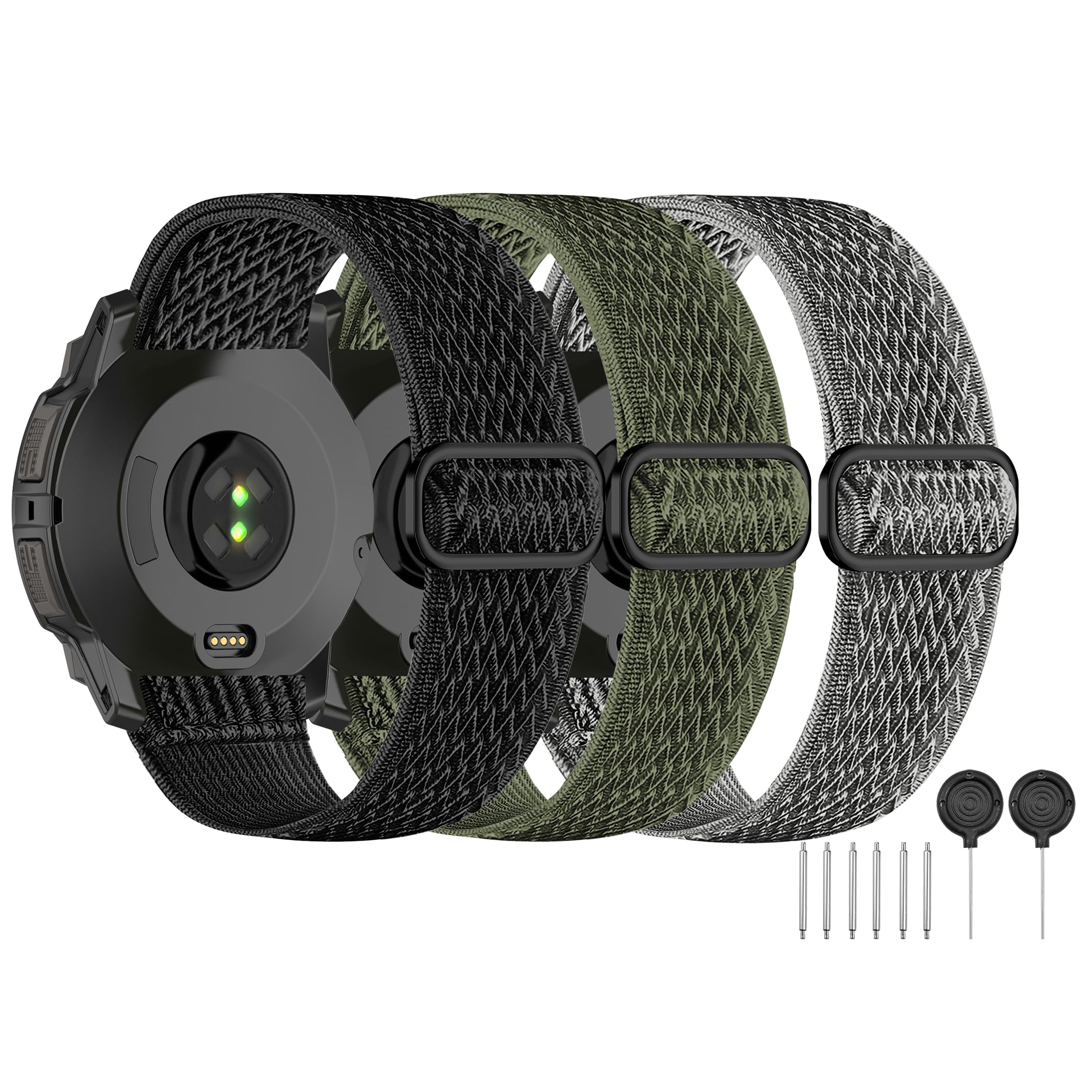 Laband 22mm Sport Nylon Watch Bands Compatible with Garmin Instinct 3 45mm/2 Solar/Instinct,Soft Stretchy Breathable Replacement Strap for Tactical/