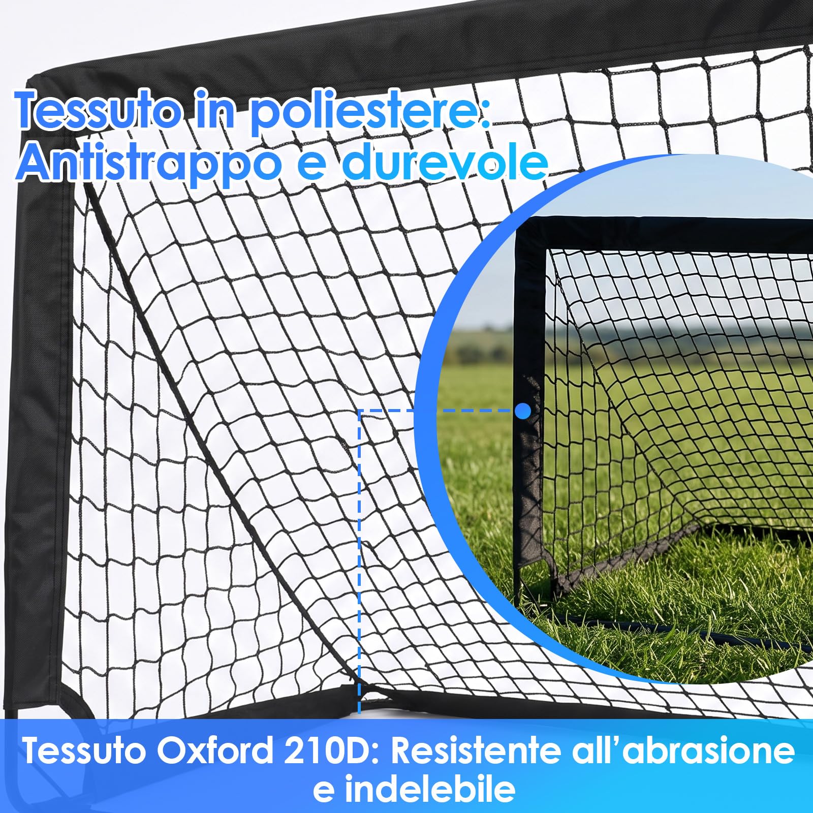 Porta da calcio per bambini, set da 2 porte Pop-up 90×120×90 cm, porte da calcio per giardino con aste rinforzate in fibra di vetro e reti di alta qualità per interno, esterno e giardino