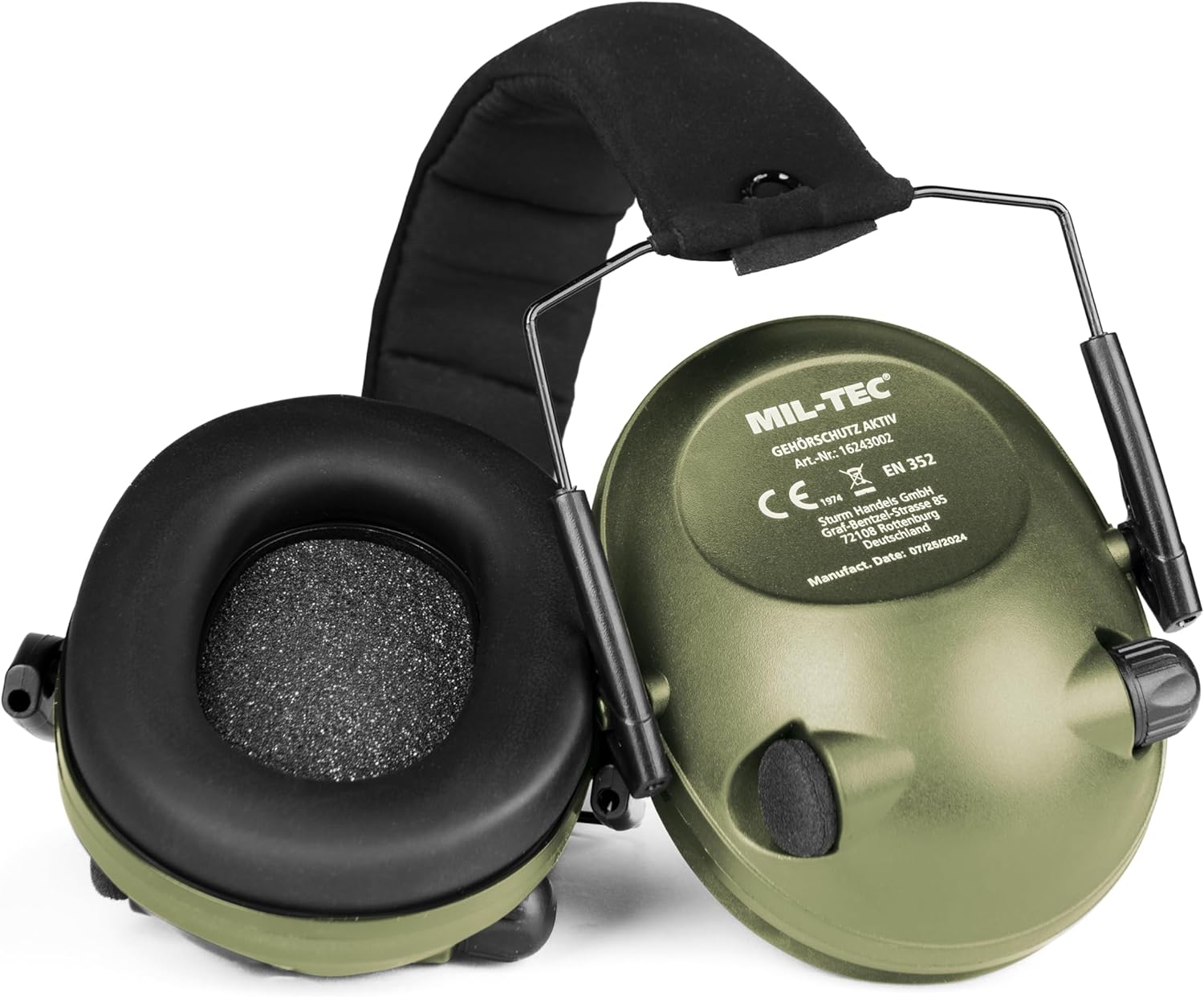 MIL-TEC Electronic Ear Defenders, Olive Drab, Adjustable, 16243001