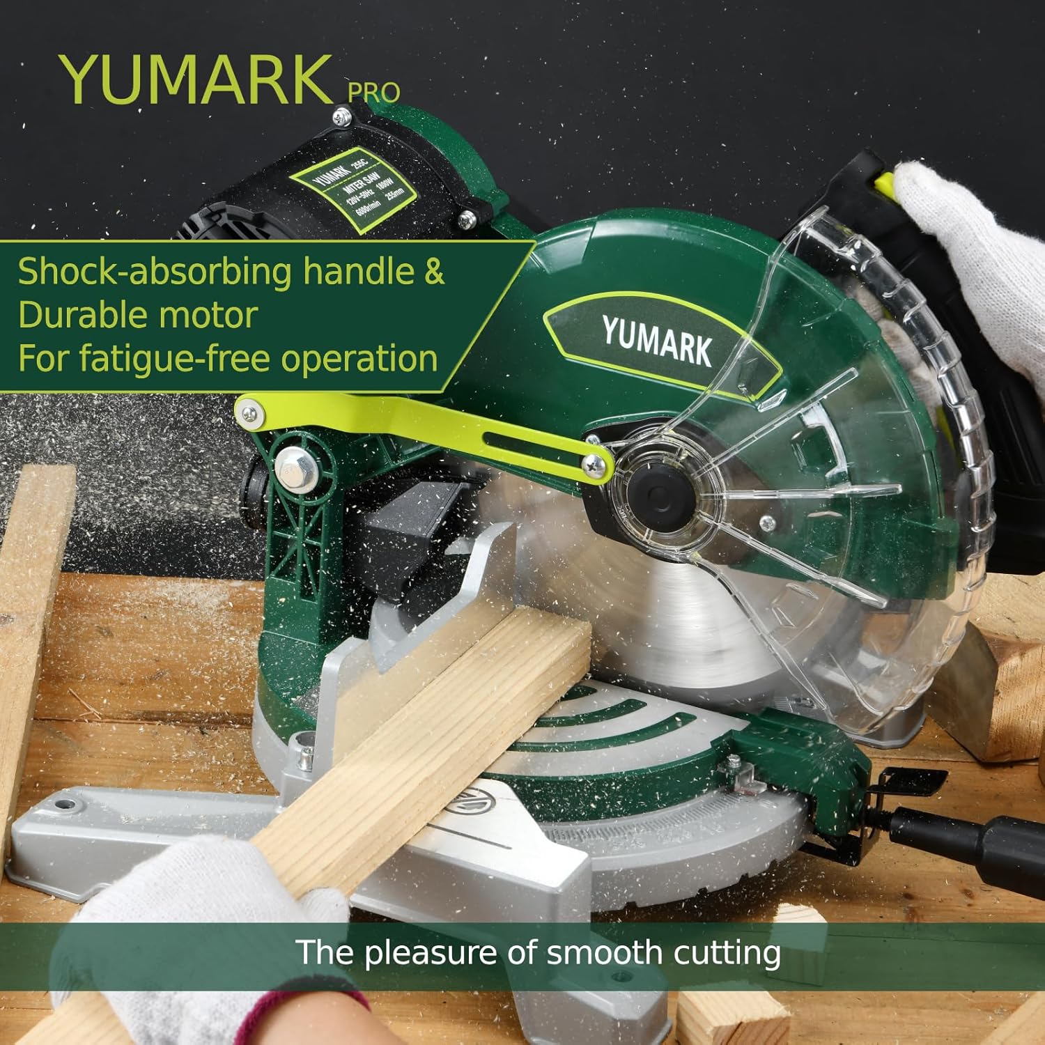 10-inch Miter Saw 6000RPM Corded Power Wood Circular Saw with Precision Miter Angles, Lightweight Design, 45° Adjustable Table