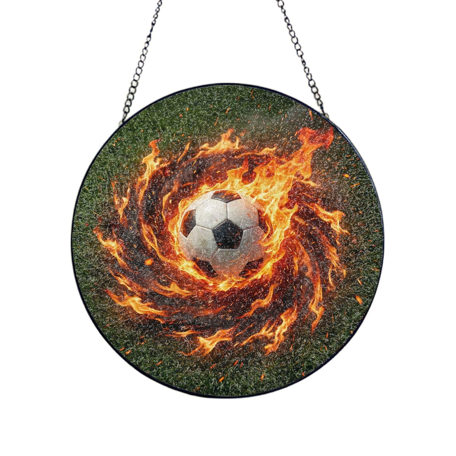 Attrape-soleil football en verre teinté pour déco jardin et balcon 20cm