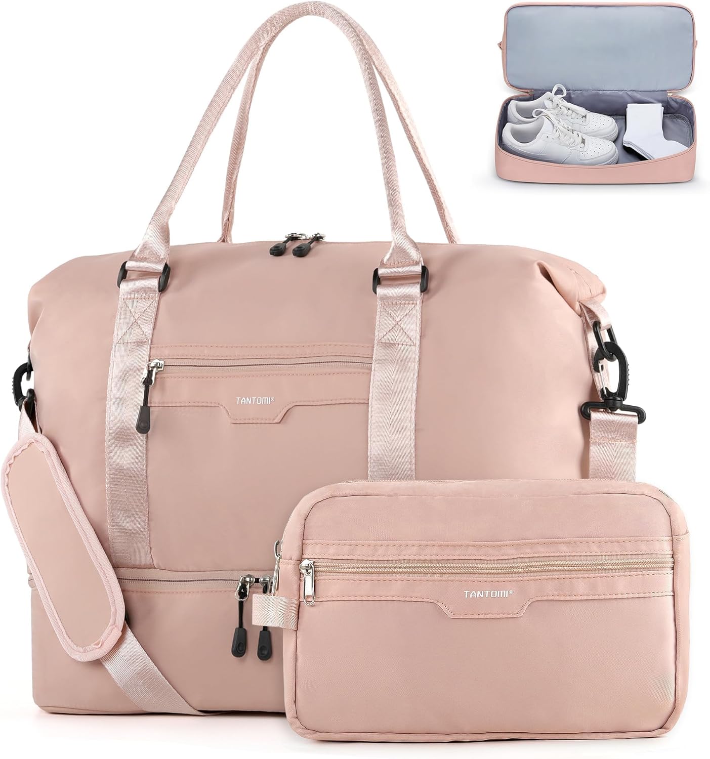 TANTOMI Travel Duffle Bag, Carry on Weekender Overnight Bags for Women, Personal Item Travel Bag with Shoes Compartment