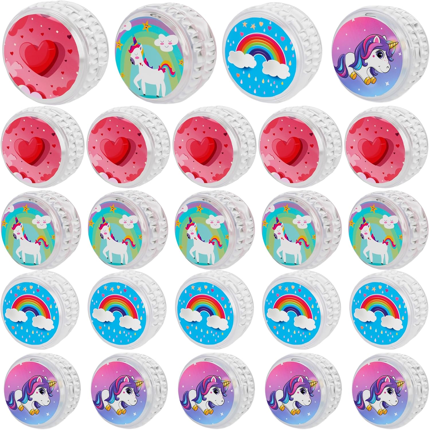 24 Pcs Light up Yo Yo Plastic LED Beginner Responsive Ball Pink Unicorn Yoyo Rainbow Heart Yoyo for Beginner Kids Girls Gifts Birthday Christmas, (4 Style)