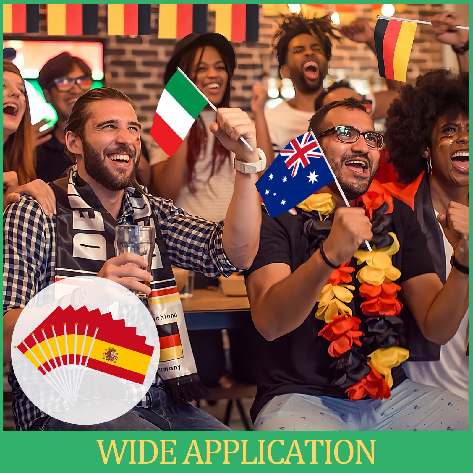 YAAVAAW 10 pièces Mini Drapeau à La Main de Espagne,Petit Drapeaux Espagne Personnalisable Mat,avec Tiges en Plastique,pour Oktoberfest Événements Sportifs,Décoratifs d'extérieur,Fête