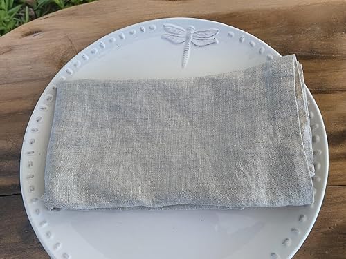 Miniatura 9 de Servilletas de lino 100% lino francés, servilletas de tela de lino puro lavado a la piedra, tamaño 18 x 18 pulgadas, juego de 4 unidades (avena