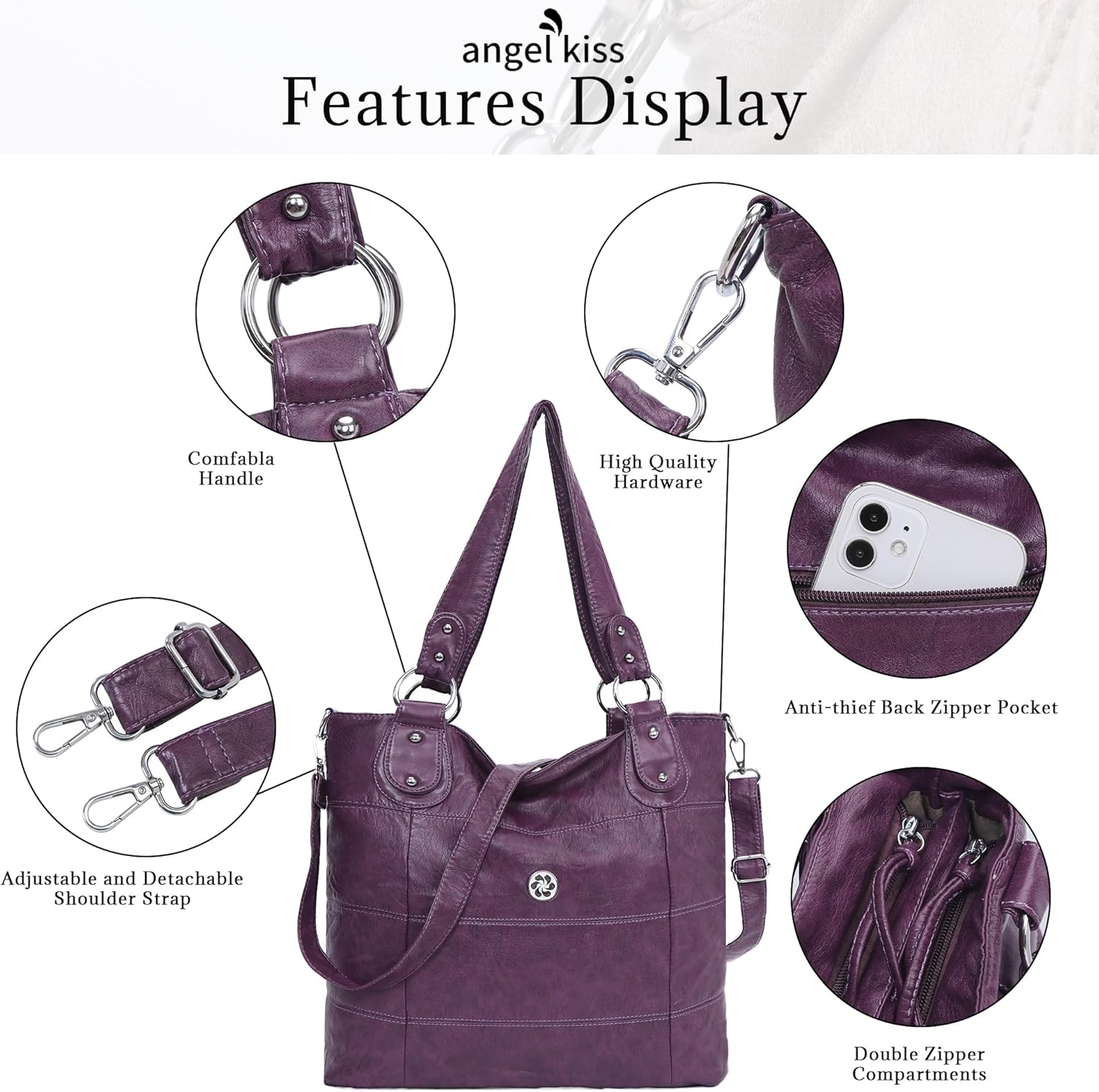 Angel Kiss Hobo Purses for Women Multi-Color Striped Lattice Cross Body Shoulder Purse Bag Tote Handbag