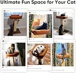 FUKUMARU Cat Scratching Post, Retro-Style Tall Scratch Posts with Perch for Infoor Cats Adults, Large Cat Scratcher Tower with Bed, Natural Sisal & Solid Wood