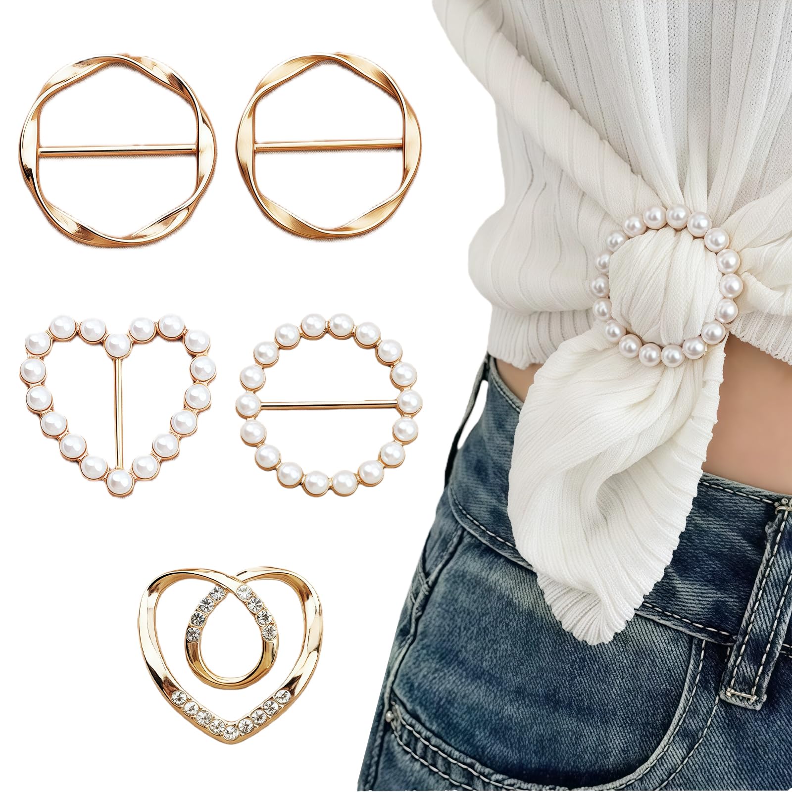 ZWWAAZHF 5Pcs Waist Cincher Fasteners Alloy Dressmaker Clip Adjustable Waistband Tightener for Dress Scarf Shirt Clothing Alloy Waist Clasps