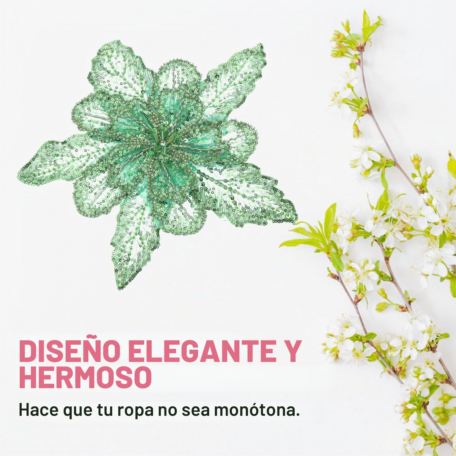 PATIKIL Pedrería Hecha a Mano, Parches de Encaje de Flores con Lentejuelas y Cuentas Cosidos en Aplique de Encaje de Cristal con Cuentas para Vestidos de Novia Ropa Bricolaje Verde Hierba