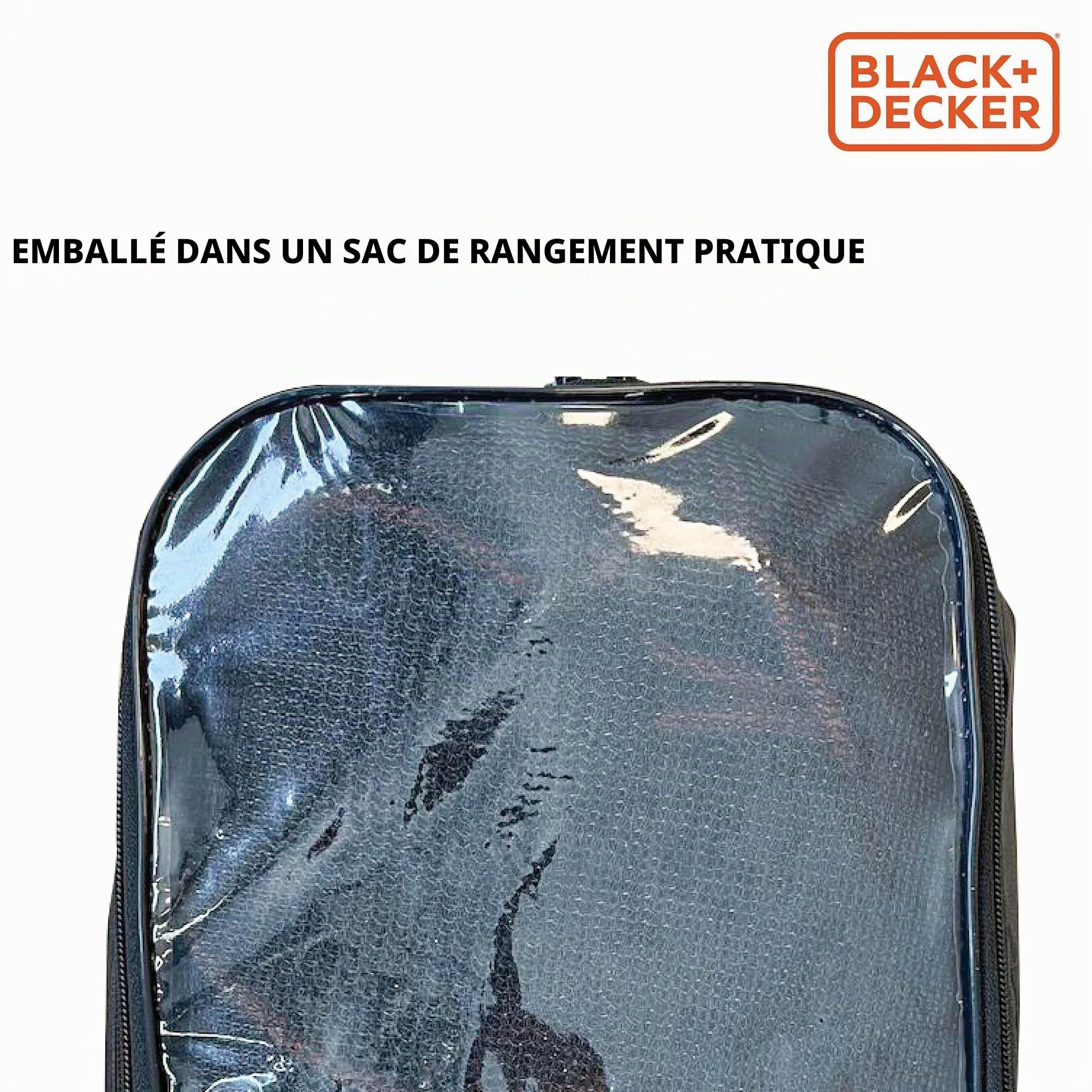 BLACK+DECKER Filet de remorque - 2 x 3 m - Bande élastique Extensible de 8 mm - avec Sac de Rangement - Noir