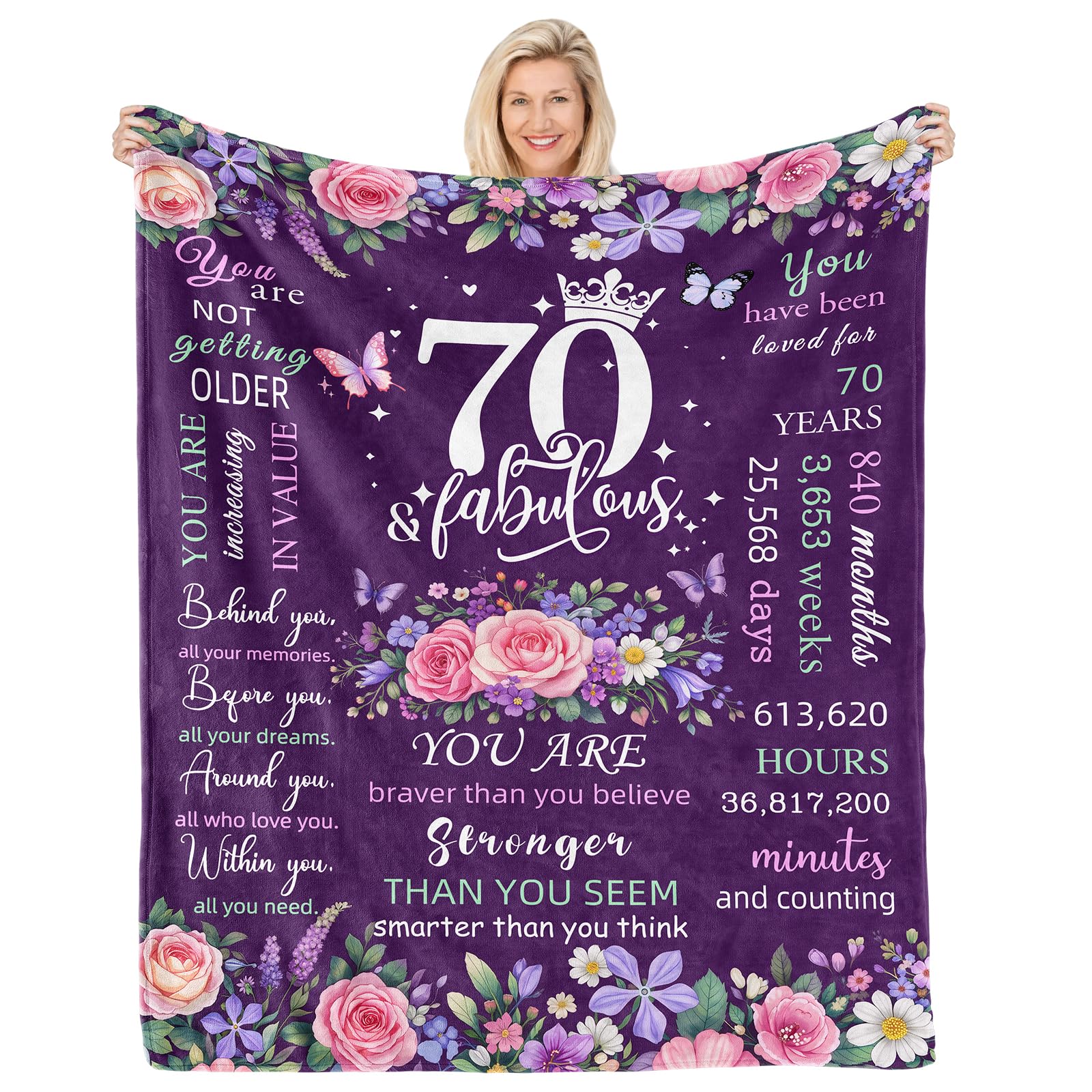 CAPRIFIC 70th Birthday Gifts for Women 70 Year Old Gifts, Blanket Gift for Her 70th Birthday Decorations โ image 1