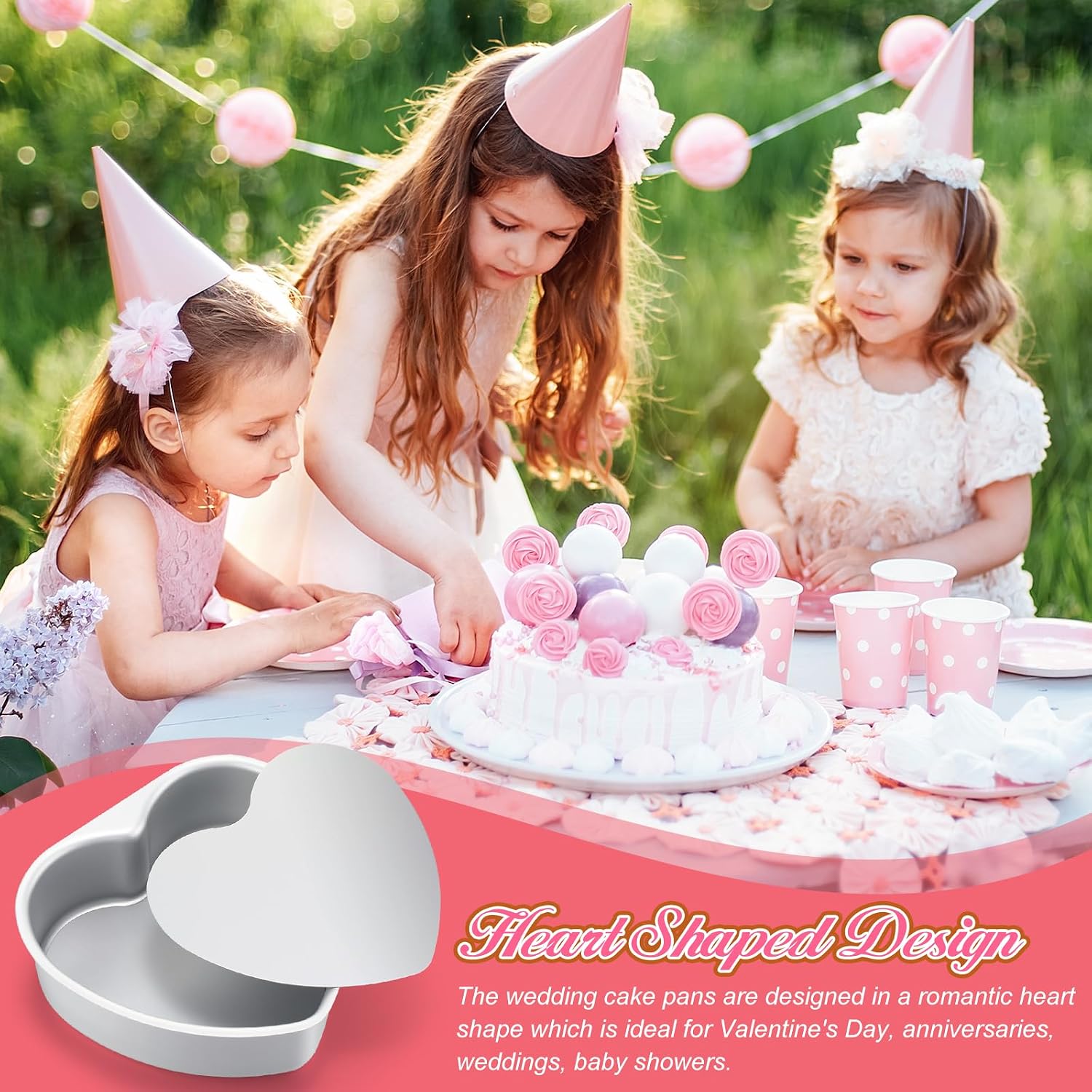 FoldTier 6 Pcs Heart Cake Pan Aluminum Cake Pan with Removable Bottom 4/6 /8 Inch Nonstick Baking DIY Baking Mold Tool for Mother's Day Wedding Birthday Holiday Party