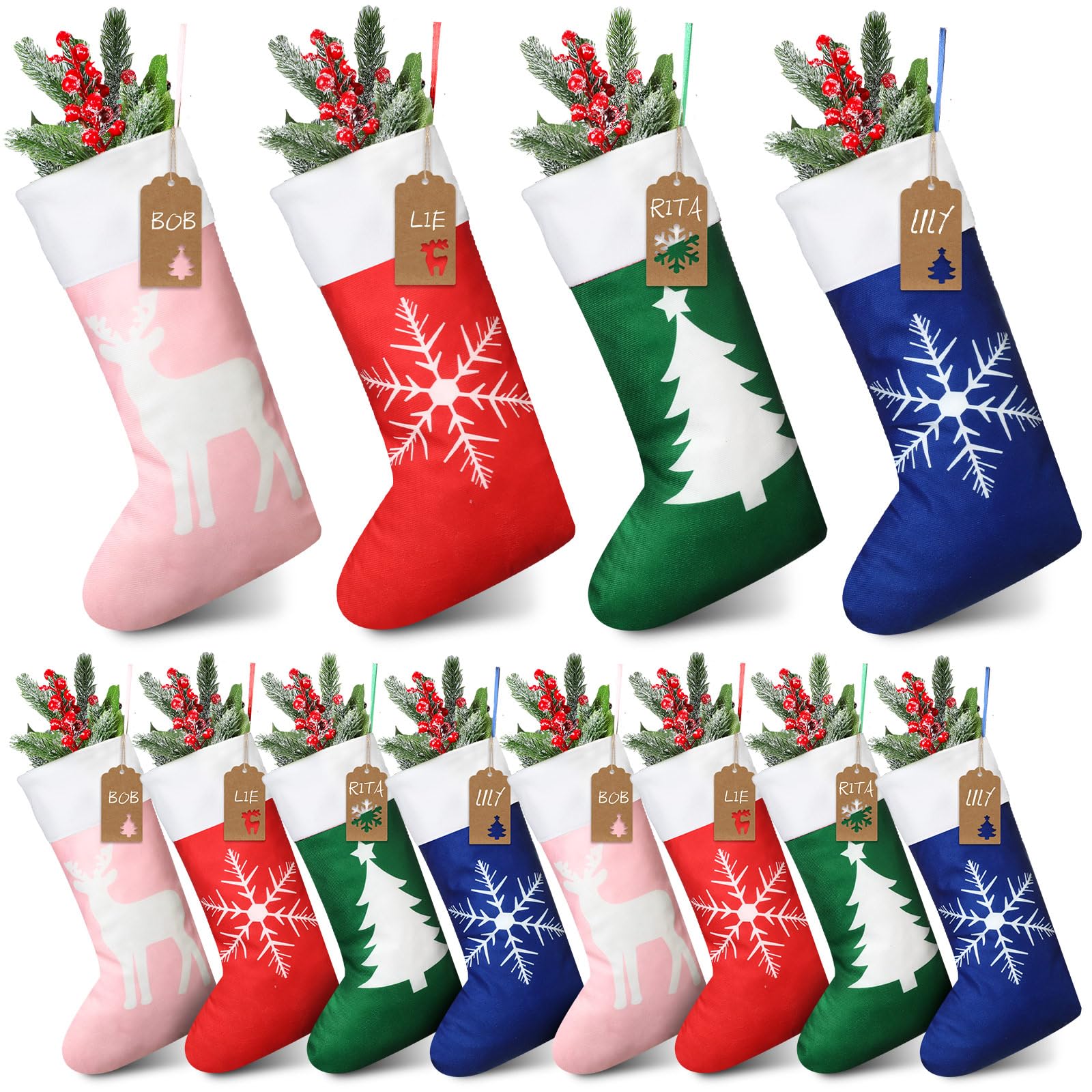 Shinymoon 12 Pack Christmas Stockings Bulk 17.3 Inch 