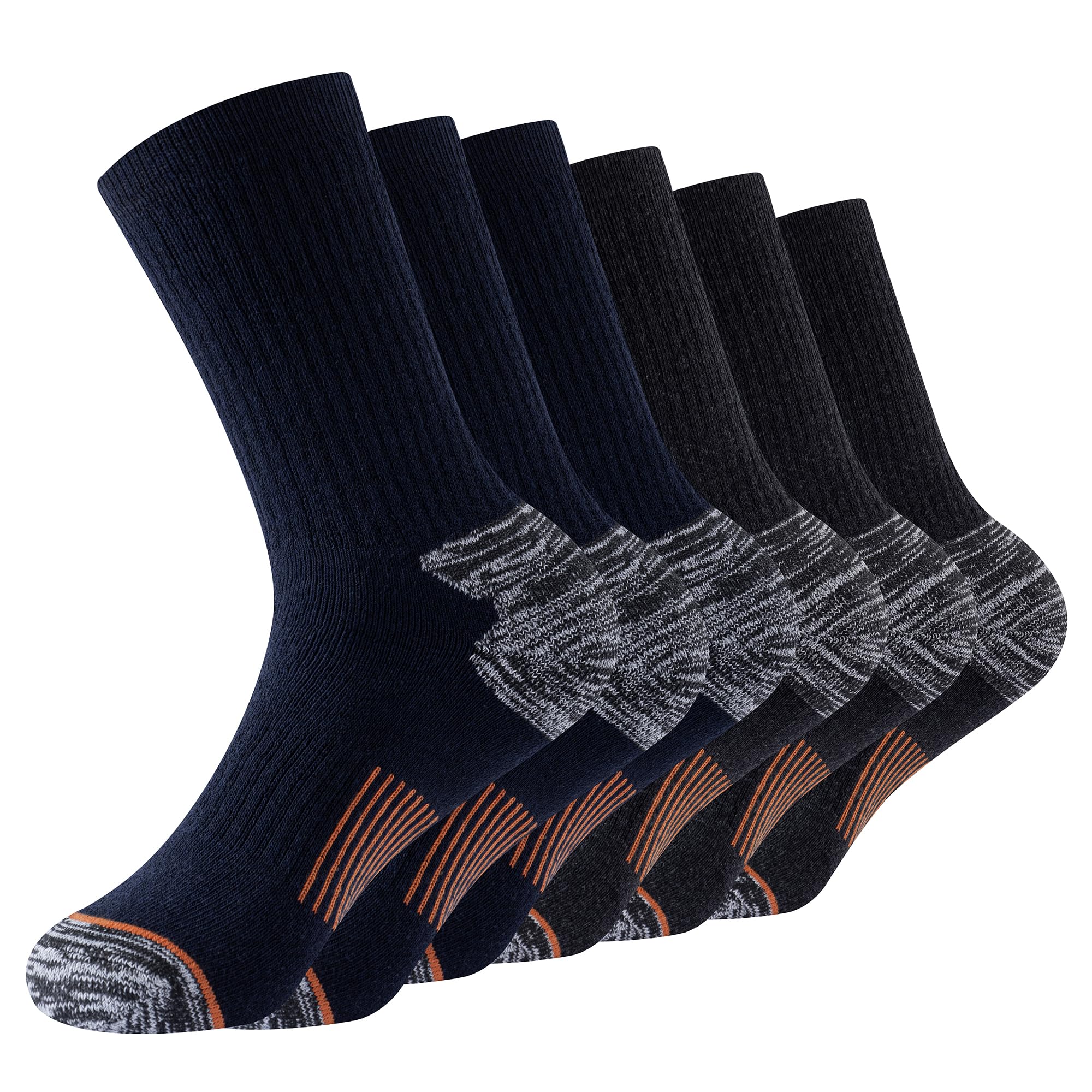 The Essentials Wardrobe Men's Black 6Pk Thermal/Outdoor Socks - Uk 6-11/Eu 39-45