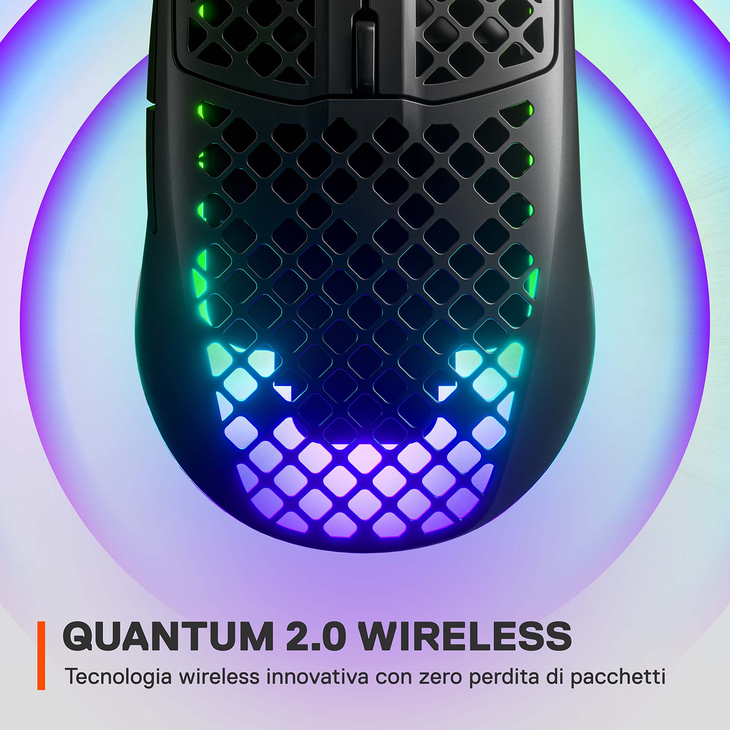 SteelSeries Aerox 3 Wireless Onyx (2022) - Mouse Gaming super leggero - 68g Design resistente all'acqua - 200 ore di durata della batteria