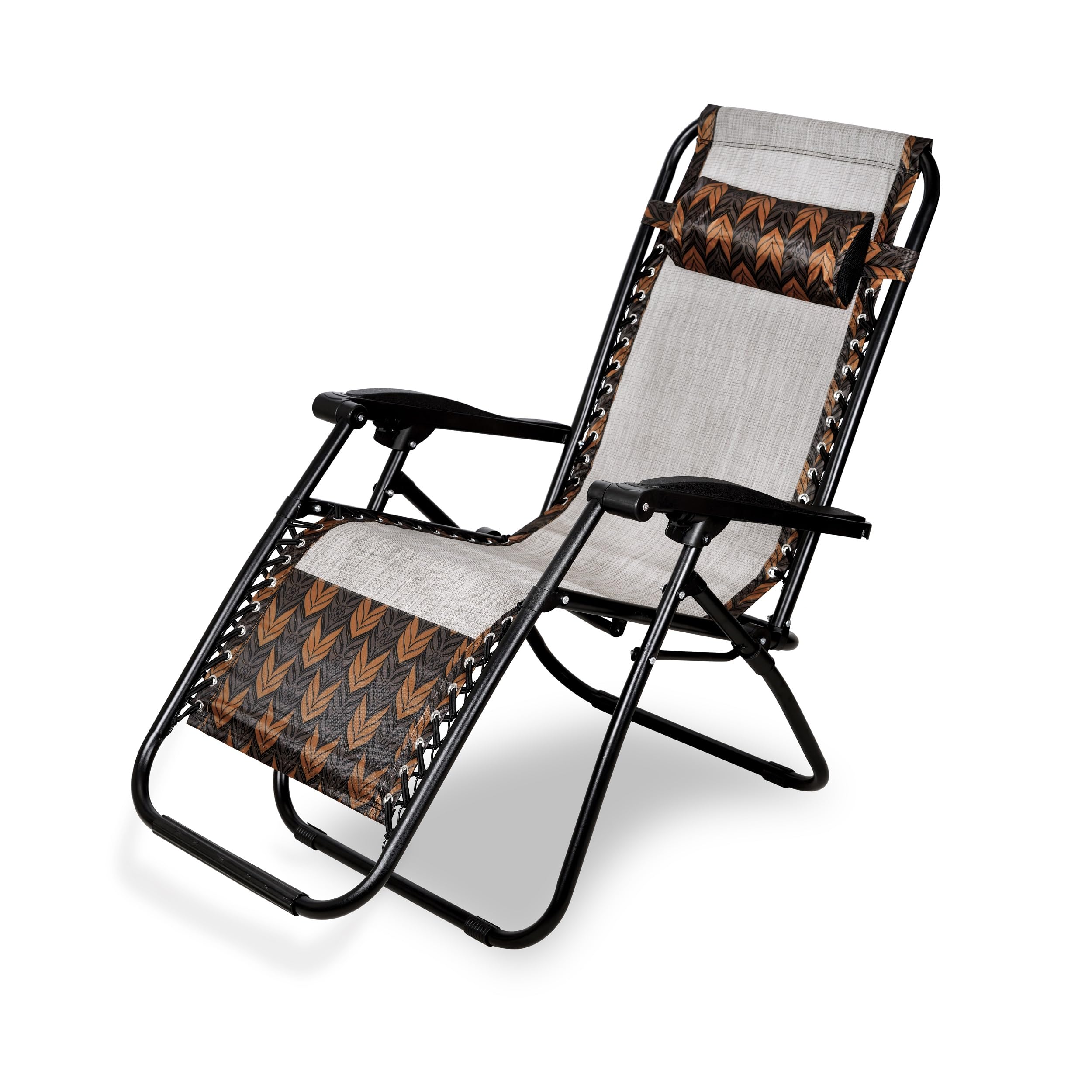 STAR WORK Stainless Steel Zero Gravity Chair, Lawn Chair Recliner Lounge, Portable Camping Folding Beach Chair With Removable Pillow (Double Color, Multicolour)