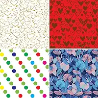 Papel para Presente, 50cm X 60cm, Couchê, Fantasia, Feminino II, 4 Estampas Sortidas, Pacote com 40 Folhas, Gessele