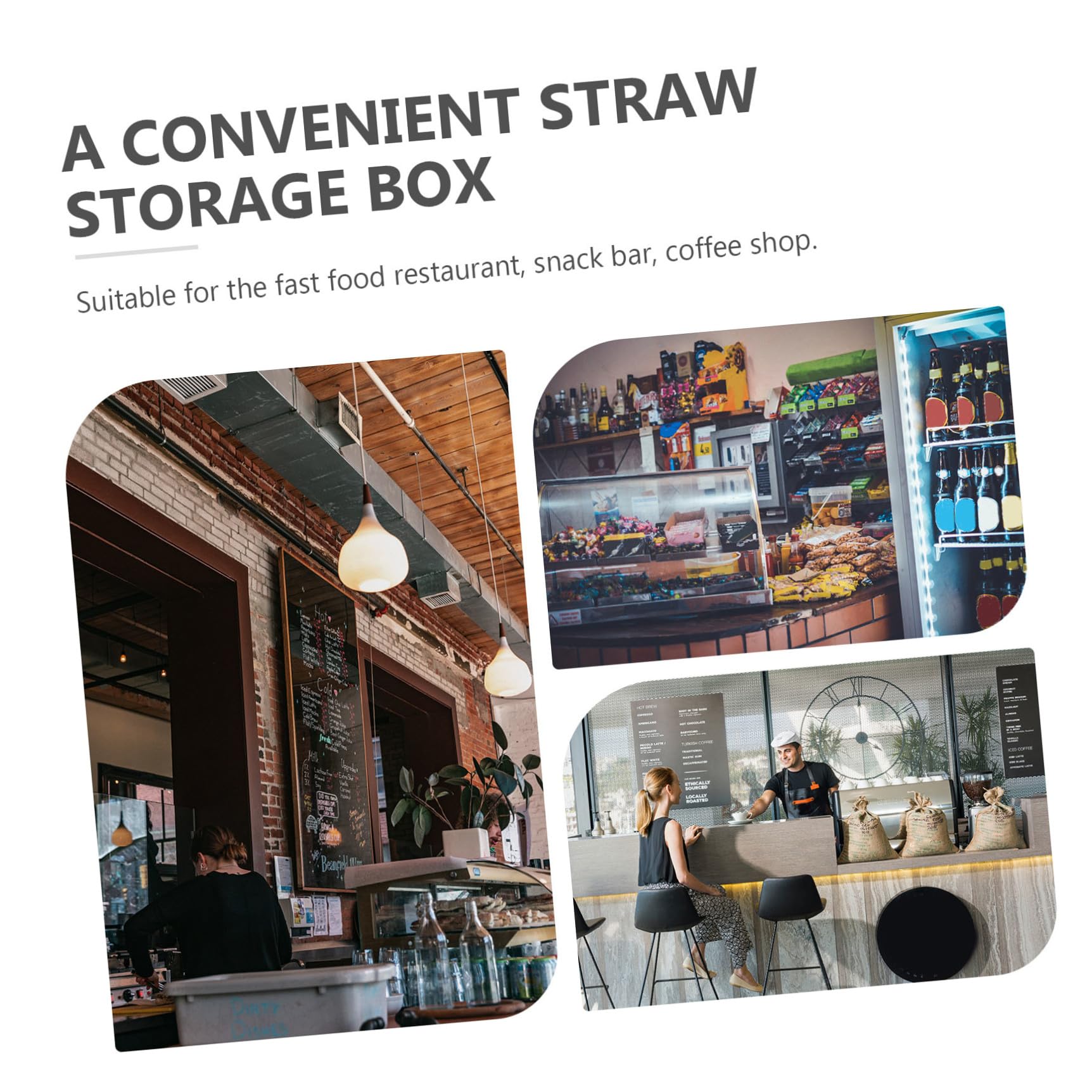 Strohhalmspenderbox für Restaurants, Schwarz, 1 Stück | Pressdesign mit Verstellbarem Auslass, Aufbewahrungsbox, Geeignet für Coffee Shop und Snack Riegel