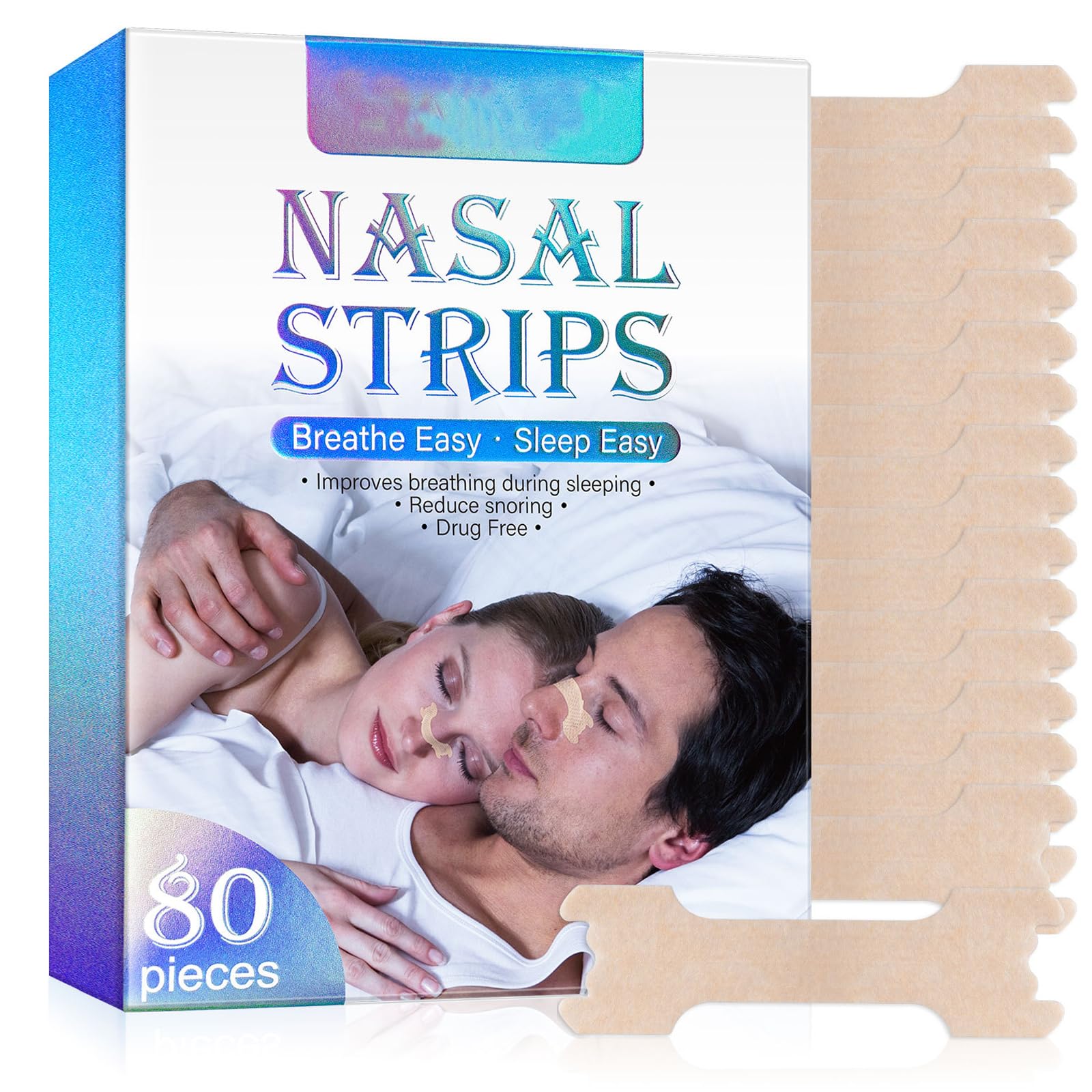 Nasal Strips,80 Sleep Nose Stickers To Prevent Snoring And Promote Nasal Breathing, Reduces Nasal Snoring Caused By Nasal Congestion, Better Sleep Improve Breathing