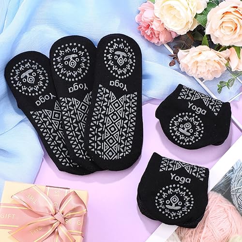 Miniatura 7 de Geyoga 6 pares de calcetines de pilates para mujer, calcetines de barre para yoga, ballet, baile, calcetines antideslizantes con correas de agarre