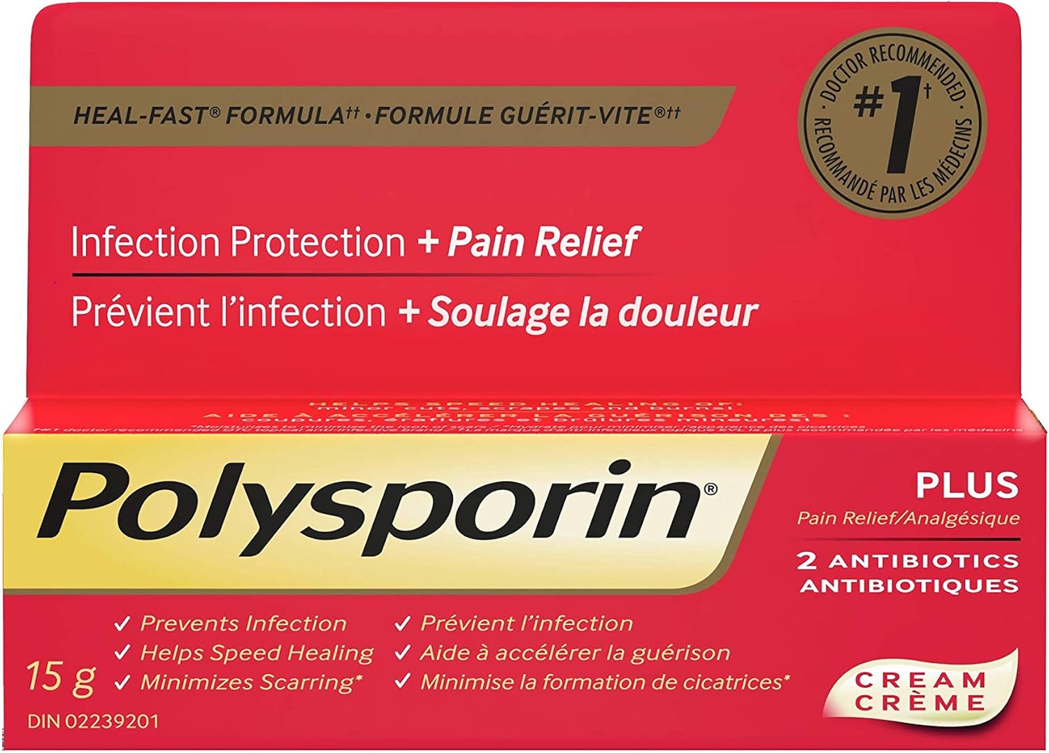 Polysporin plus pain relief cream, Antibiotic Cream for first Aid Care