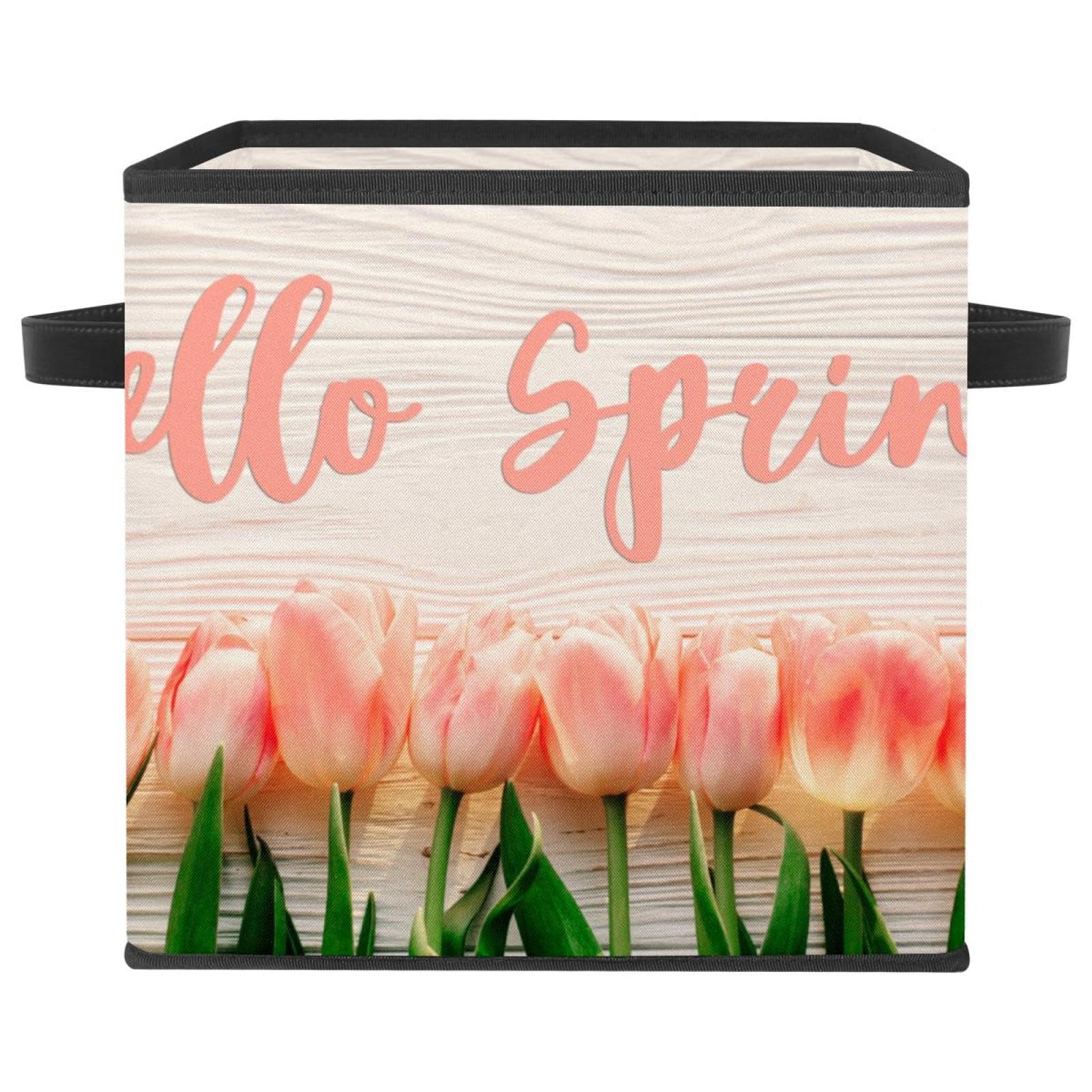 Boîte de rangement pliable en tissu cube Hello Spring Lily pour placard