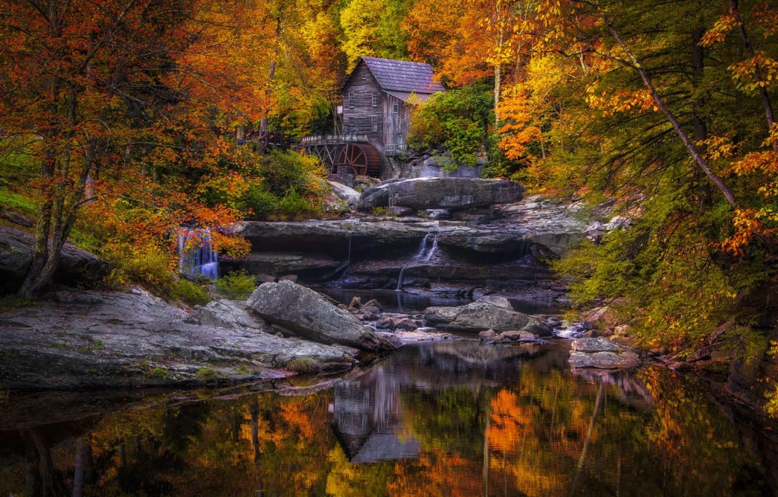 1000 elementów puzzli boże narodzenie,naturalne piękno,parki,rzeki,młyny,75x50cm
