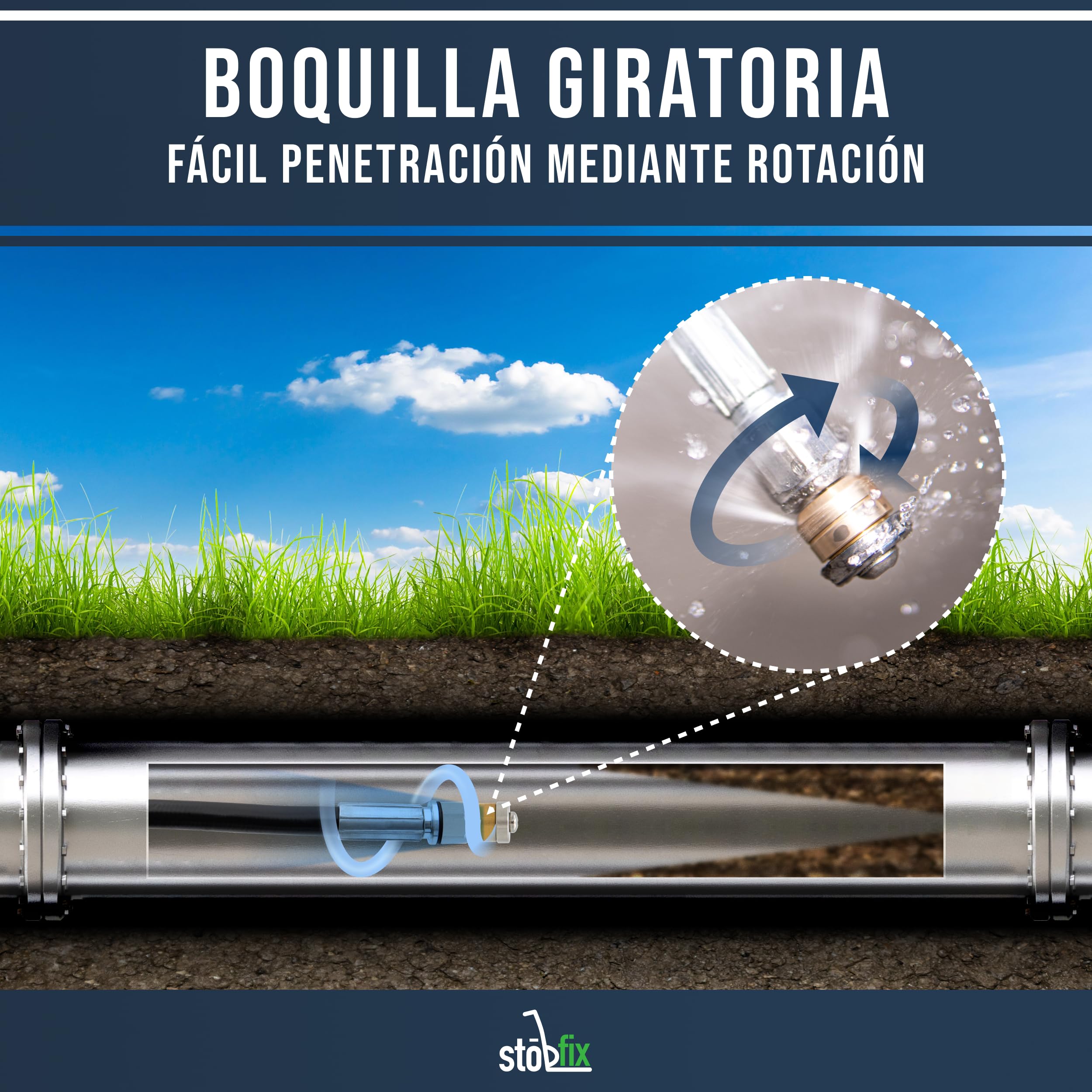 Manguera de limpieza de tuberías de 30 m para limpiadoras de alta presión Kärcher Juego de limpieza de tuberías adecuado para K2, K3, K4, K5, K6, K7, 2 boquillas y adaptador de bayoneta.
