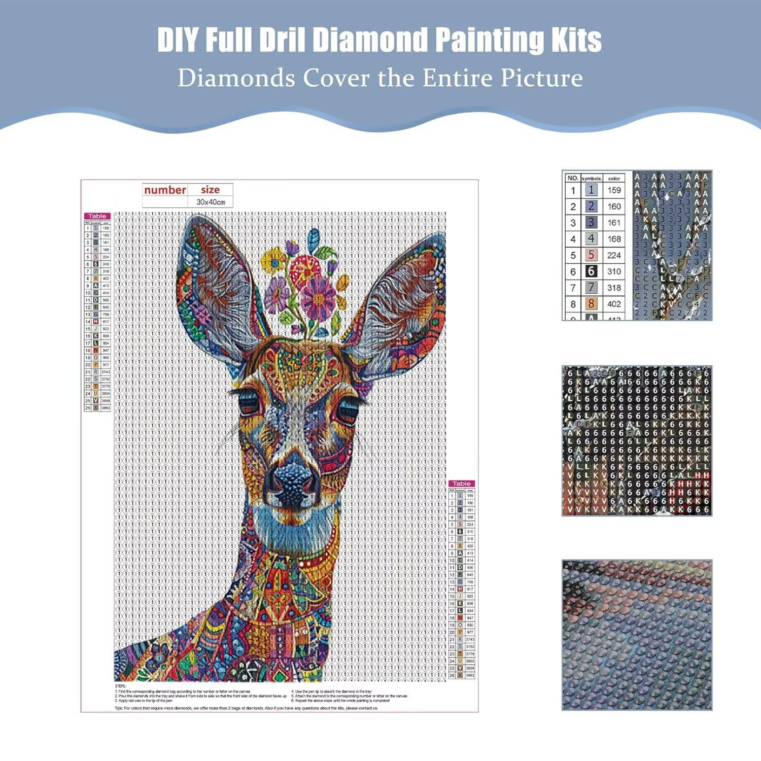 Hyupuanj Malowanie diamentami 5D Dorośli, jeleń kolor 90 x 120 cm i-60 | Zestaw do malowania diamentowego, sztuka diamentowa, haft krzyżykowy, hobby kreatywne dekoracje ścienne dla dorosłych