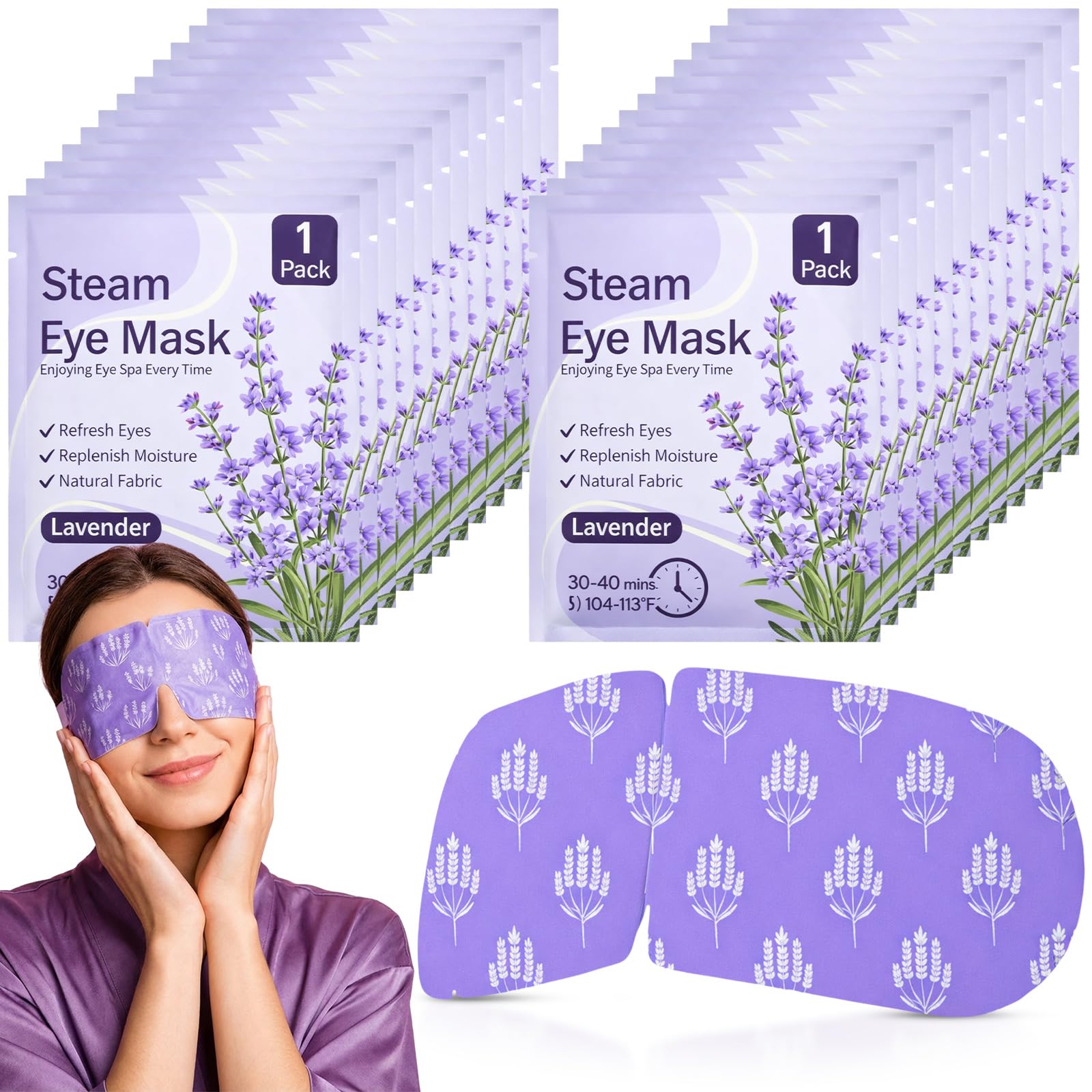 200 Stück Dampf-Augenmasken für trockene Augen, Lavendel, selbstbeheizte Dampf-warme Augenmaske, beheizte Einweg-Augenmasken für Augenringe, geschwollene, Linderung von Stress, Müdigkeit