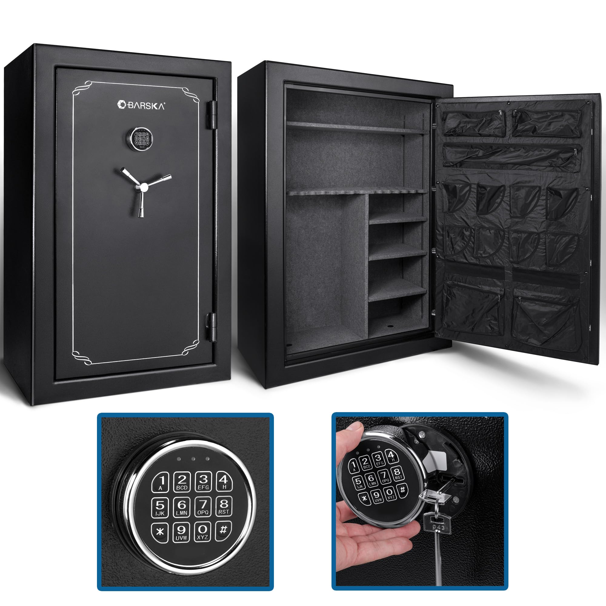 BARSKA Digital Keypad Fireproof Security Long Gun Safe Vault with Lock Out Mode, Silent Mode, Safe Alarm, Low Battery Warning - 19.97 Cu Ft