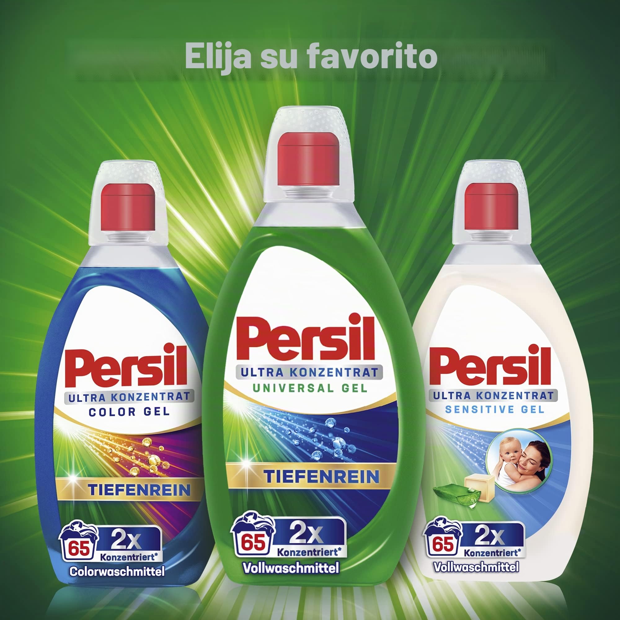Persil Detergente universal de gel ultra concentrado, 130 cargas de lavado (2 x 65), detergente líquido altamente concentrado con tecnología Deep Pure Plus contra las manchas más difíciles