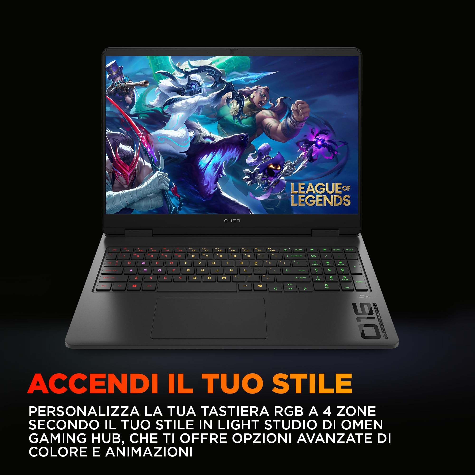 HP OMEN 16-ap0008slx, Notebook, AMD Ryzen 9-8940HX, 16 GB RAM, 512 GB SSD, NVIDIA RTX 5060 8GB, 16" 2K IPS 144Hz, Laptop, 1080p TNR IR Privacy Cam, FreeDOS 3.0, Portatile, Nero