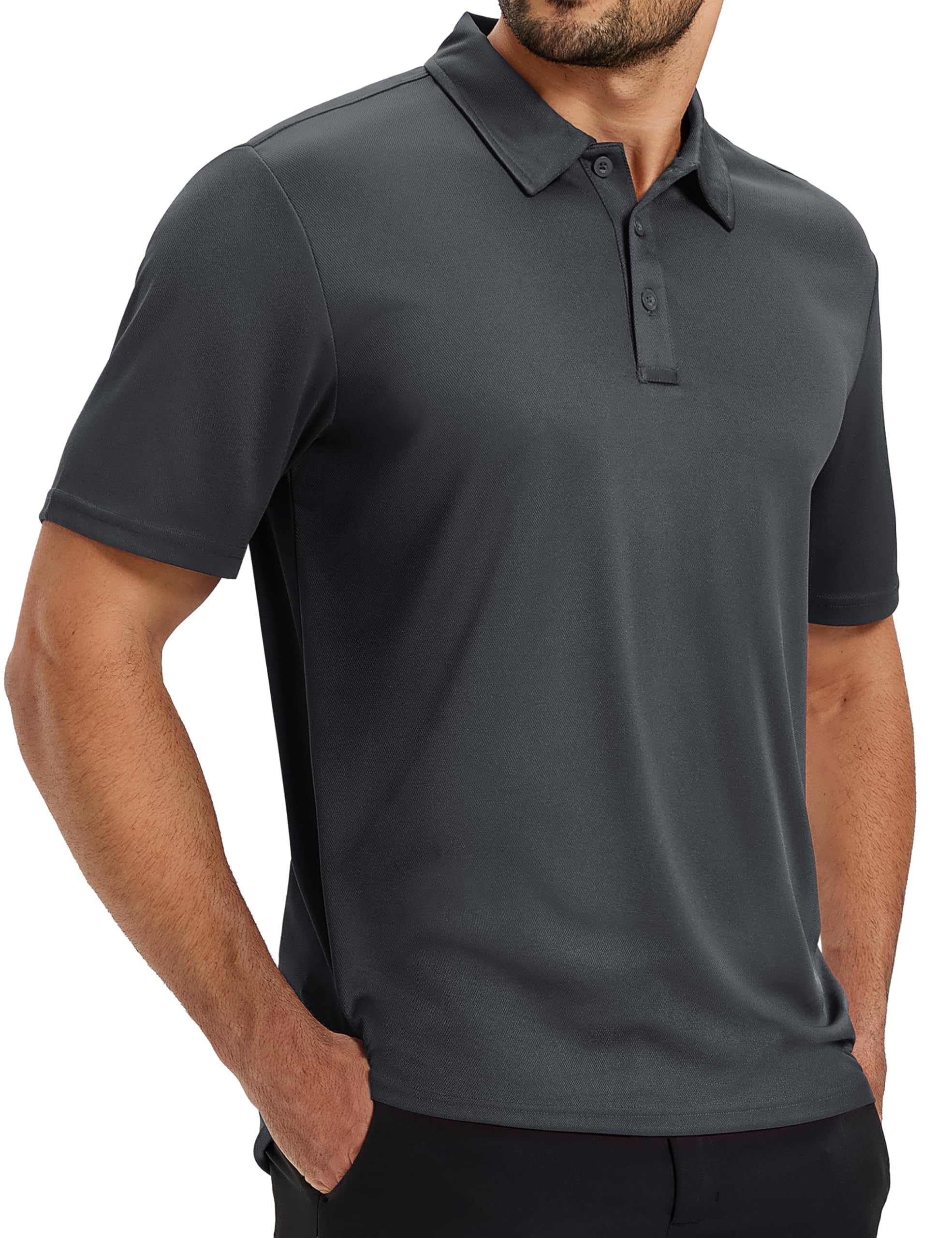 TACVASEN Polo de manga corta para hombre, camiseta funcional para golf, transpirable, de secado rápido