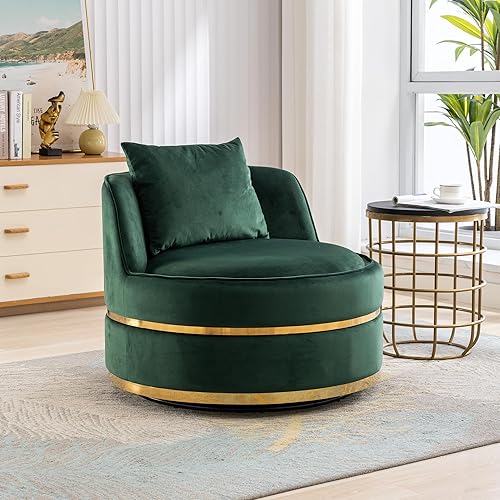 Harper & Bright Designs Silla giratoria de 360 grados, moderna silla tapizada de terciopelo, silla suave con cojín de asiento para sala de estar,