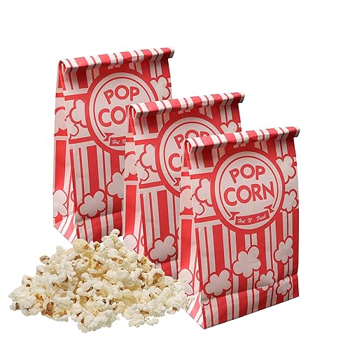 Bolsas de palomitas de maíz, bolsas de papel para palomitas de maíz con parte inferior plana de 2 onzas para la familia, noche de película, béisbol,