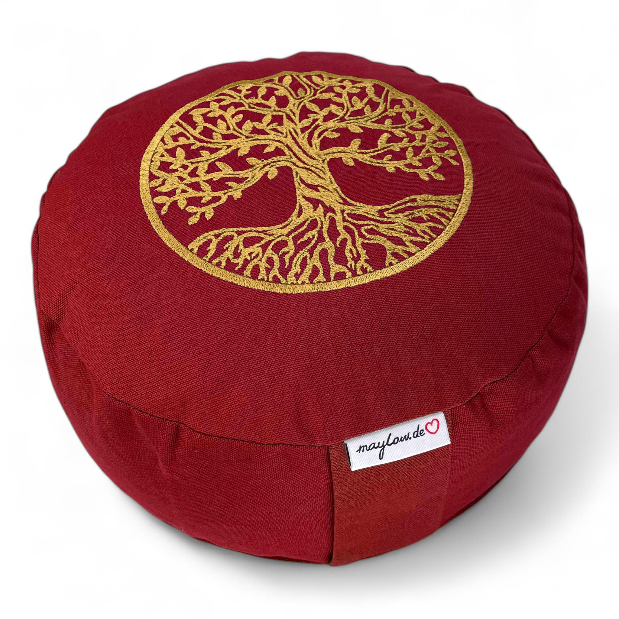 Coussin De Méditation Maylow – Avec Broderie Cœur Et Soleil, Housse Lavable, Rempli D'épeautre Bio, Confortable