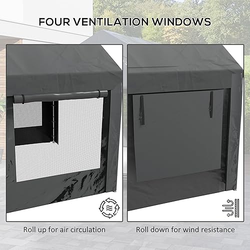 Miniatura 7 de Outsunny Carport - Garaje portátil de 10 x 20 pies, altura ajustable, resistente, con 4 puertas enrollables y 4 ventanas ventiladas para automóvil,