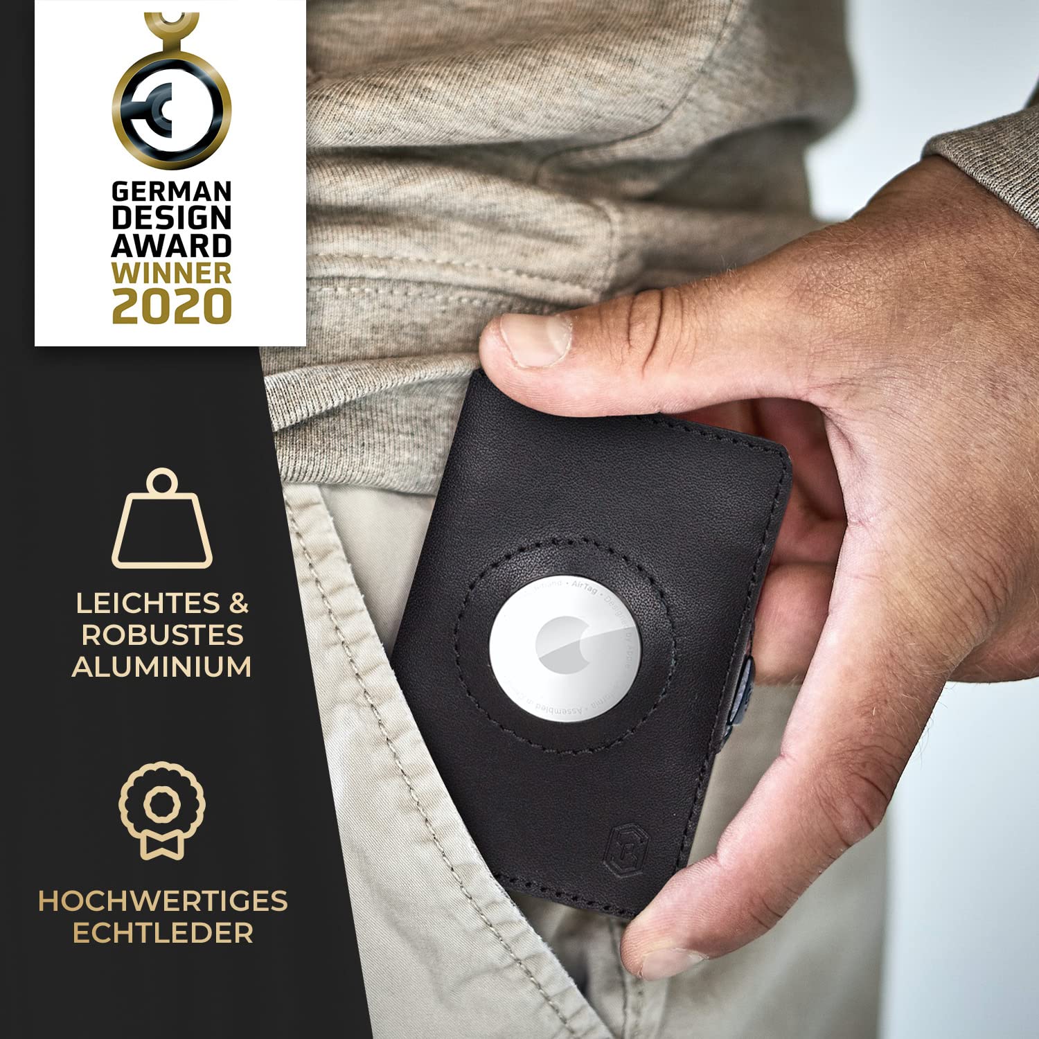 ZNAP Airtag Wallet aus Premium Leder | Kreditkartenetui Herren | Geldbörse Herren | RFID-Blockierung & Slim Wallet