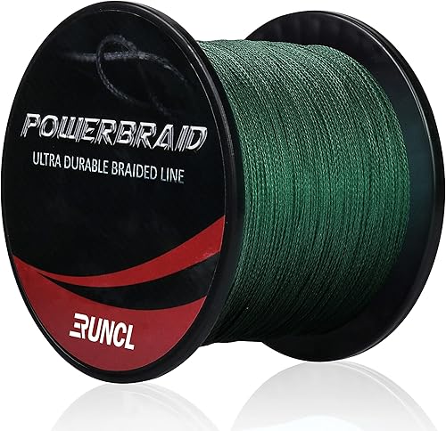 RUNCL PowerBraid Línea de Pesca 4/8/9 Hebras, Línea de Pesca Trenzada 300/500/1000 Yardas - Tecnología de Tejido Sin Costuras, Tecnología de Verde